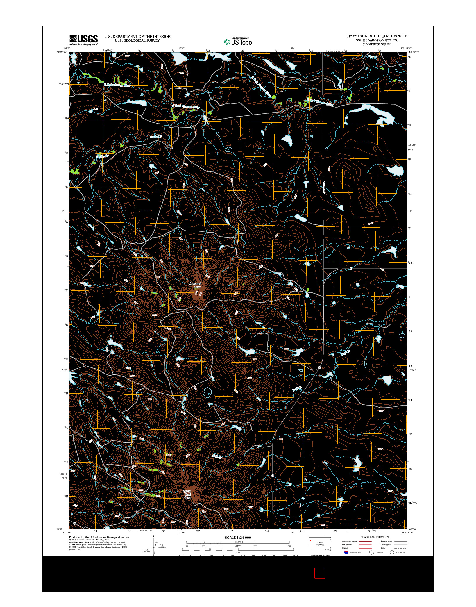 USGS US TOPO 7.5-MINUTE MAP FOR HAYSTACK BUTTE, SD 2012