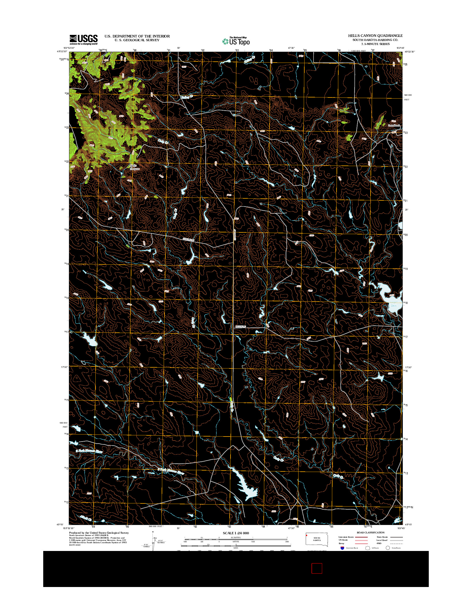 USGS US TOPO 7.5-MINUTE MAP FOR HELLS CANYON, SD 2012