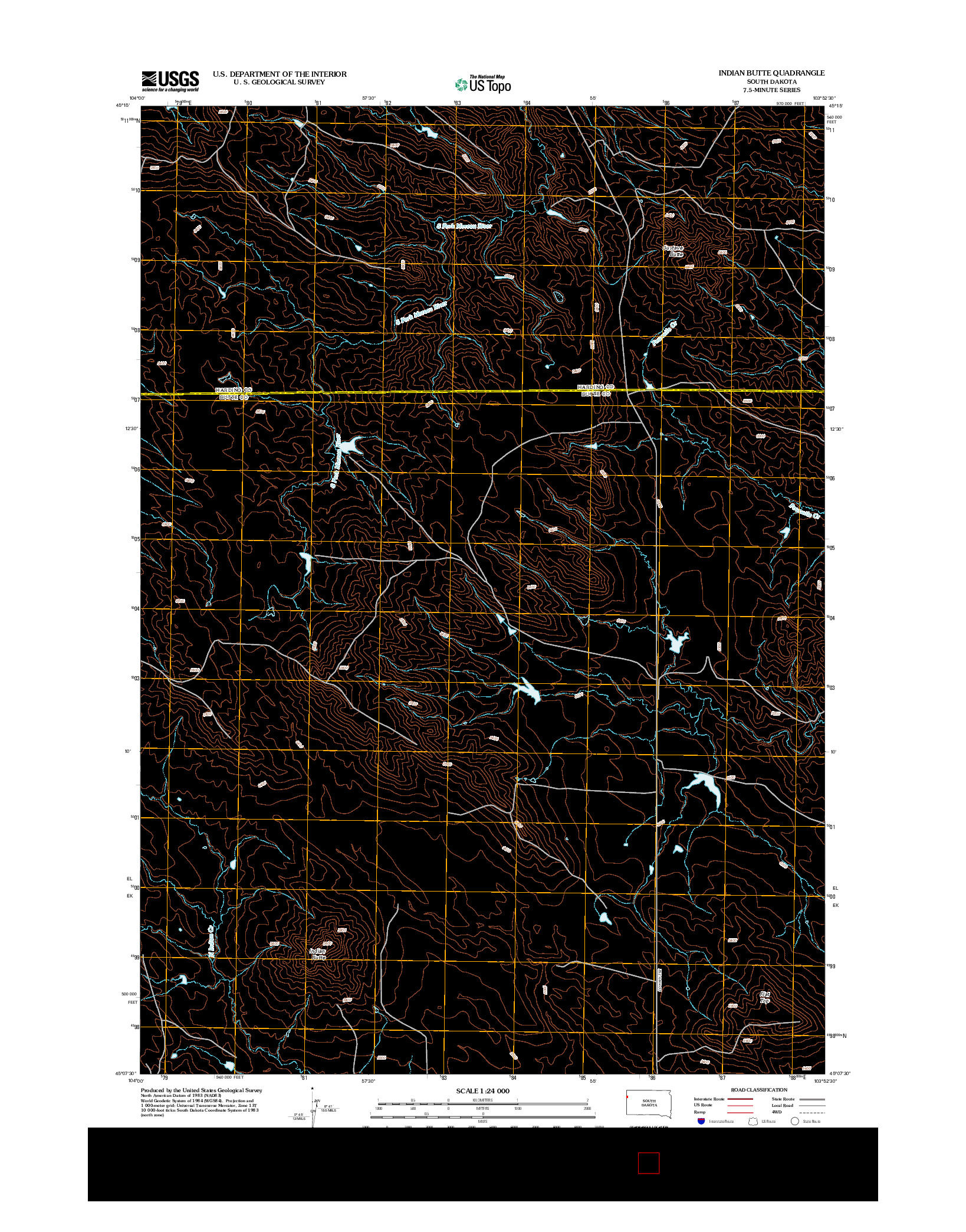 USGS US TOPO 7.5-MINUTE MAP FOR INDIAN BUTTE, SD 2012