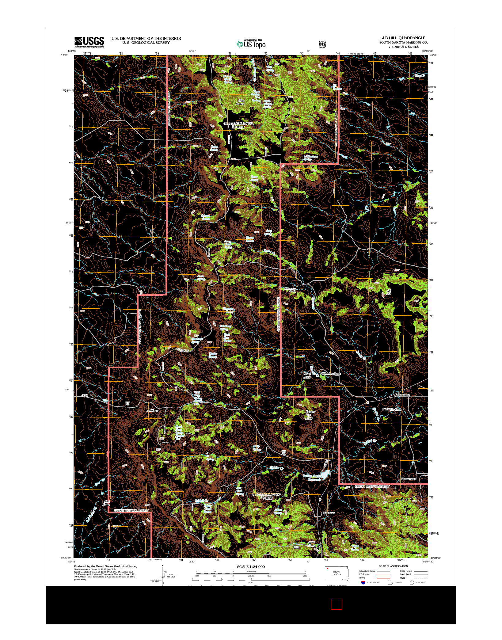 USGS US TOPO 7.5-MINUTE MAP FOR J B HILL, SD 2012