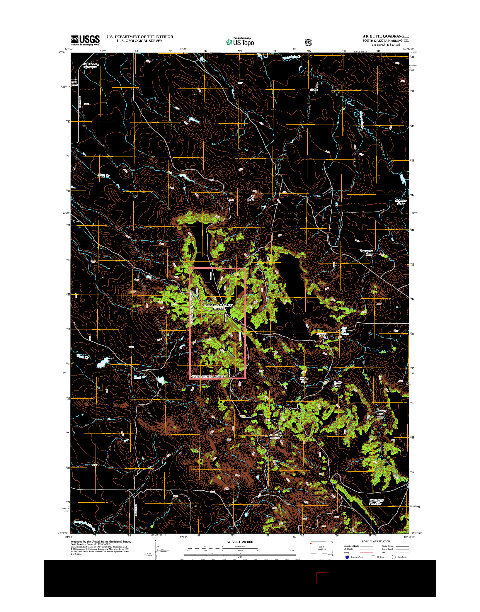 USGS US TOPO 7.5-MINUTE MAP FOR J K BUTTE, SD 2012