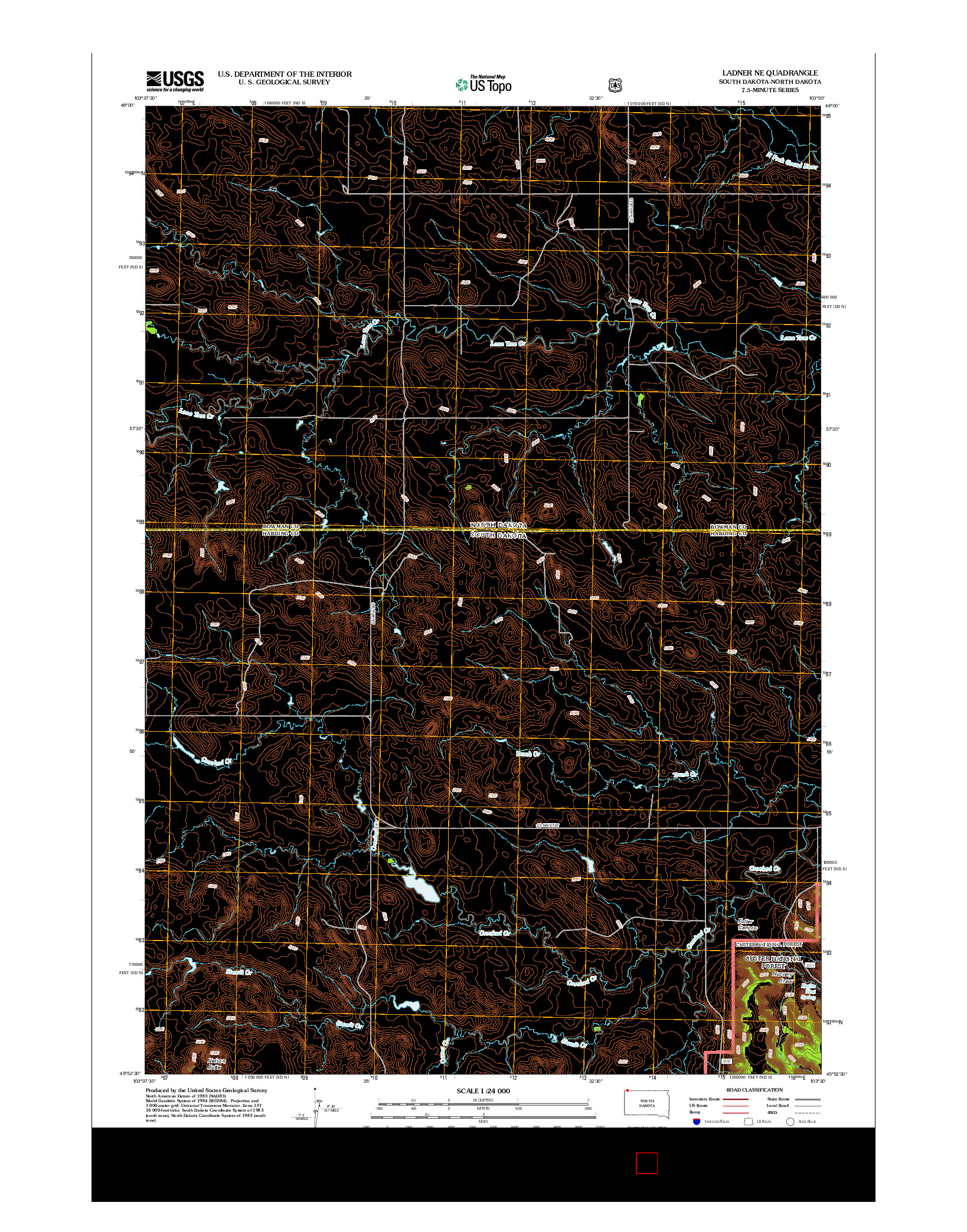 USGS US TOPO 7.5-MINUTE MAP FOR LADNER NE, SD-ND 2012