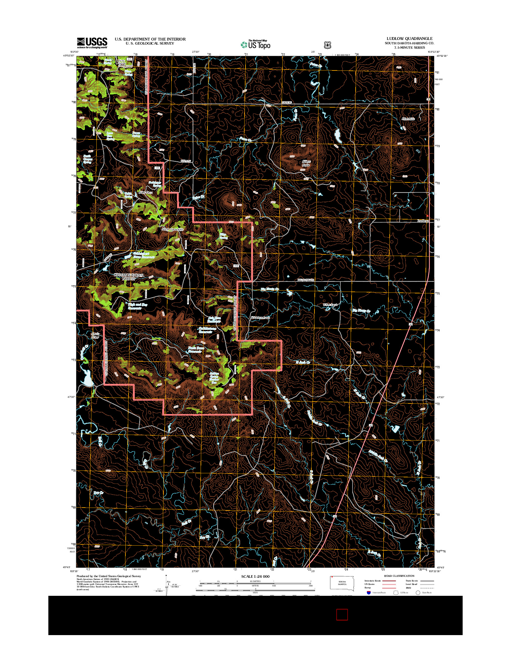 USGS US TOPO 7.5-MINUTE MAP FOR LUDLOW, SD 2012