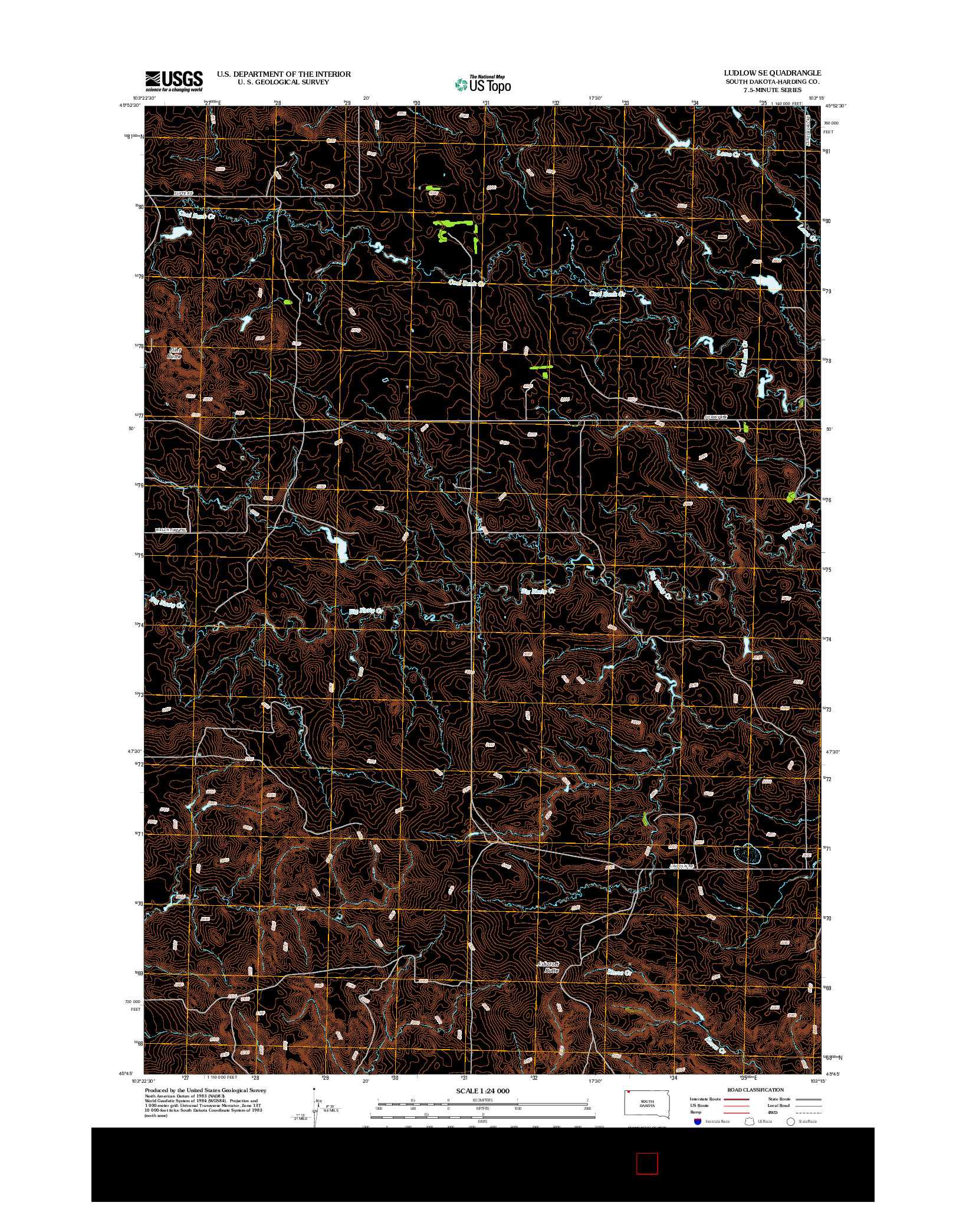 USGS US TOPO 7.5-MINUTE MAP FOR LUDLOW SE, SD 2012