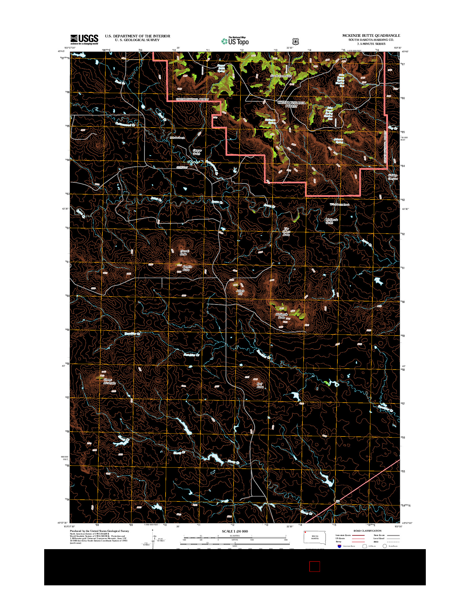 USGS US TOPO 7.5-MINUTE MAP FOR MCKENZIE BUTTE, SD 2012