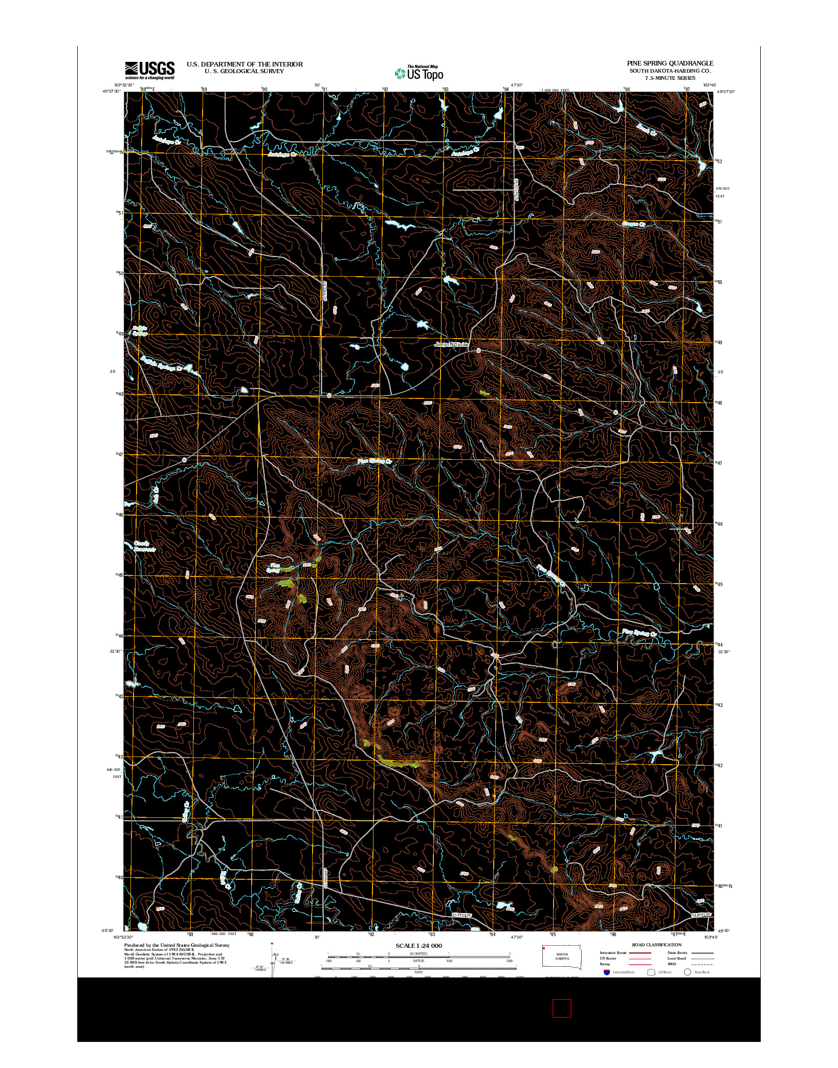 USGS US TOPO 7.5-MINUTE MAP FOR PINE SPRING, SD 2012