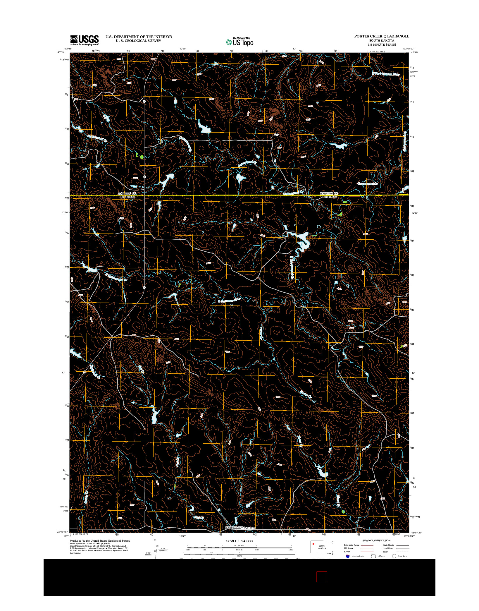 USGS US TOPO 7.5-MINUTE MAP FOR PORTER CREEK, SD 2012