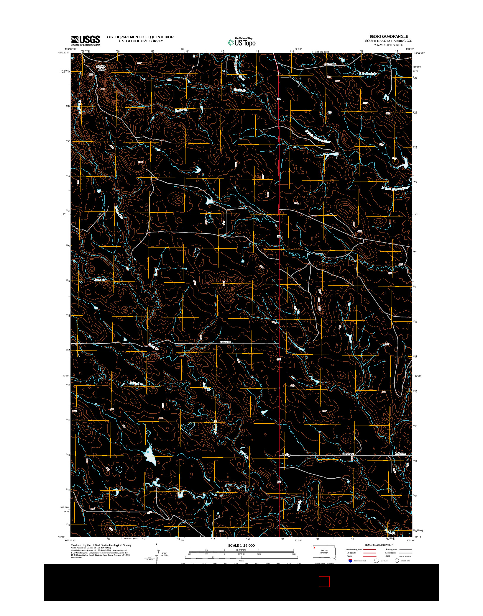 USGS US TOPO 7.5-MINUTE MAP FOR REDIG, SD 2012