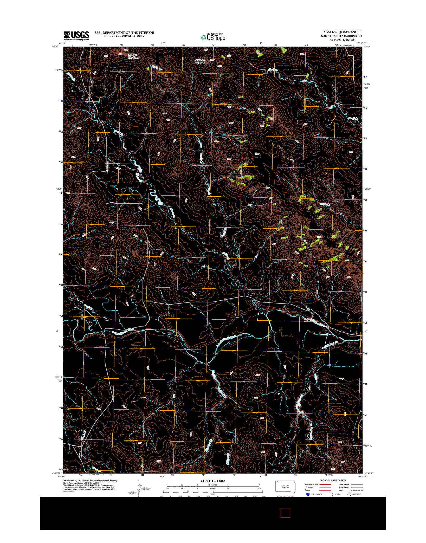 USGS US TOPO 7.5-MINUTE MAP FOR REVA NW, SD 2012