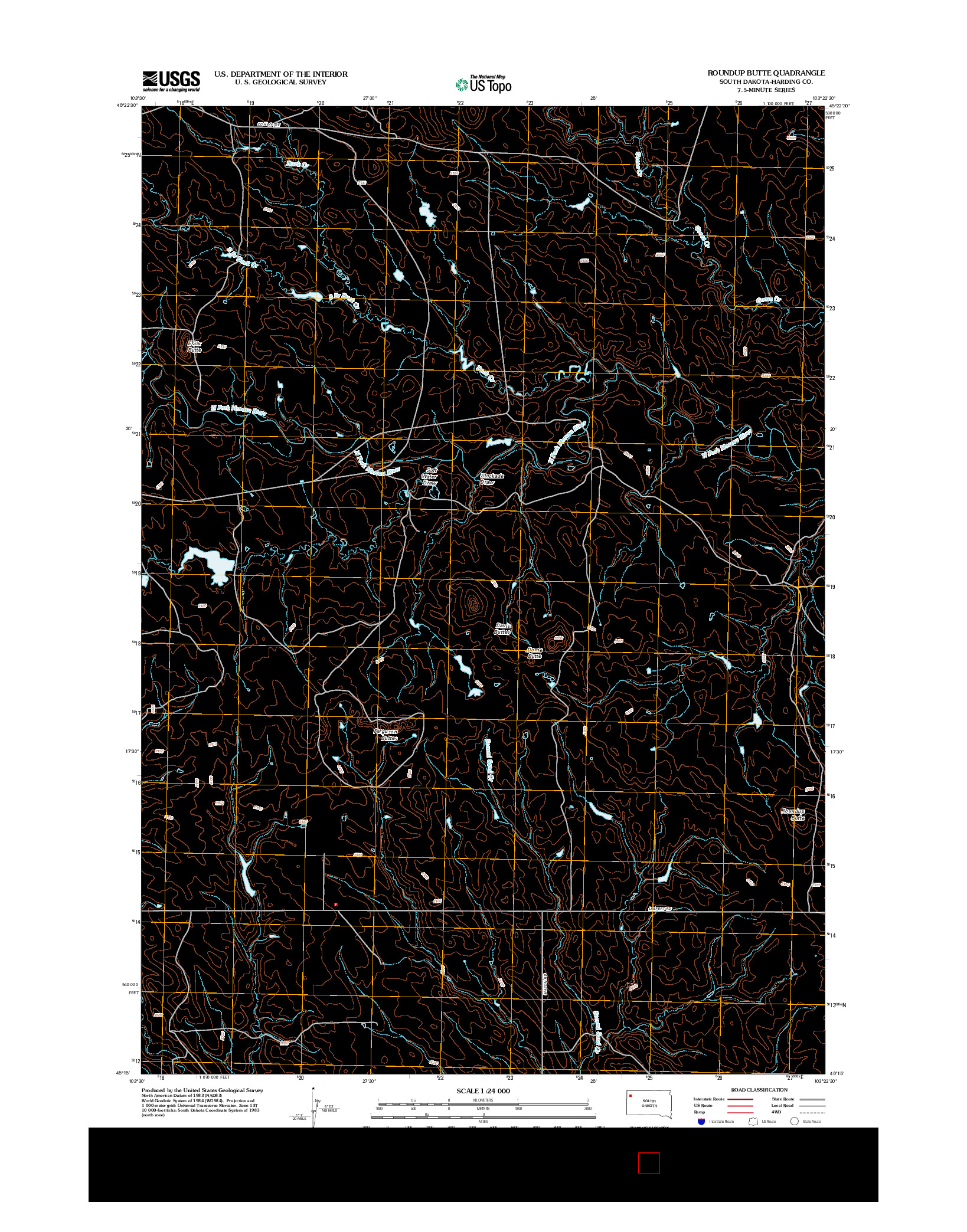 USGS US TOPO 7.5-MINUTE MAP FOR ROUNDUP BUTTE, SD 2012