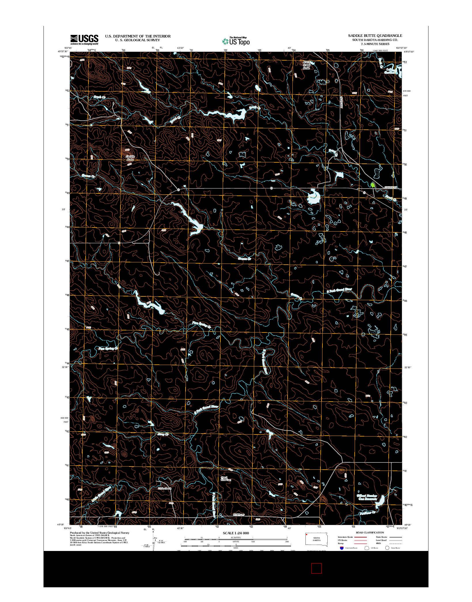 USGS US TOPO 7.5-MINUTE MAP FOR SADDLE BUTTE, SD 2012