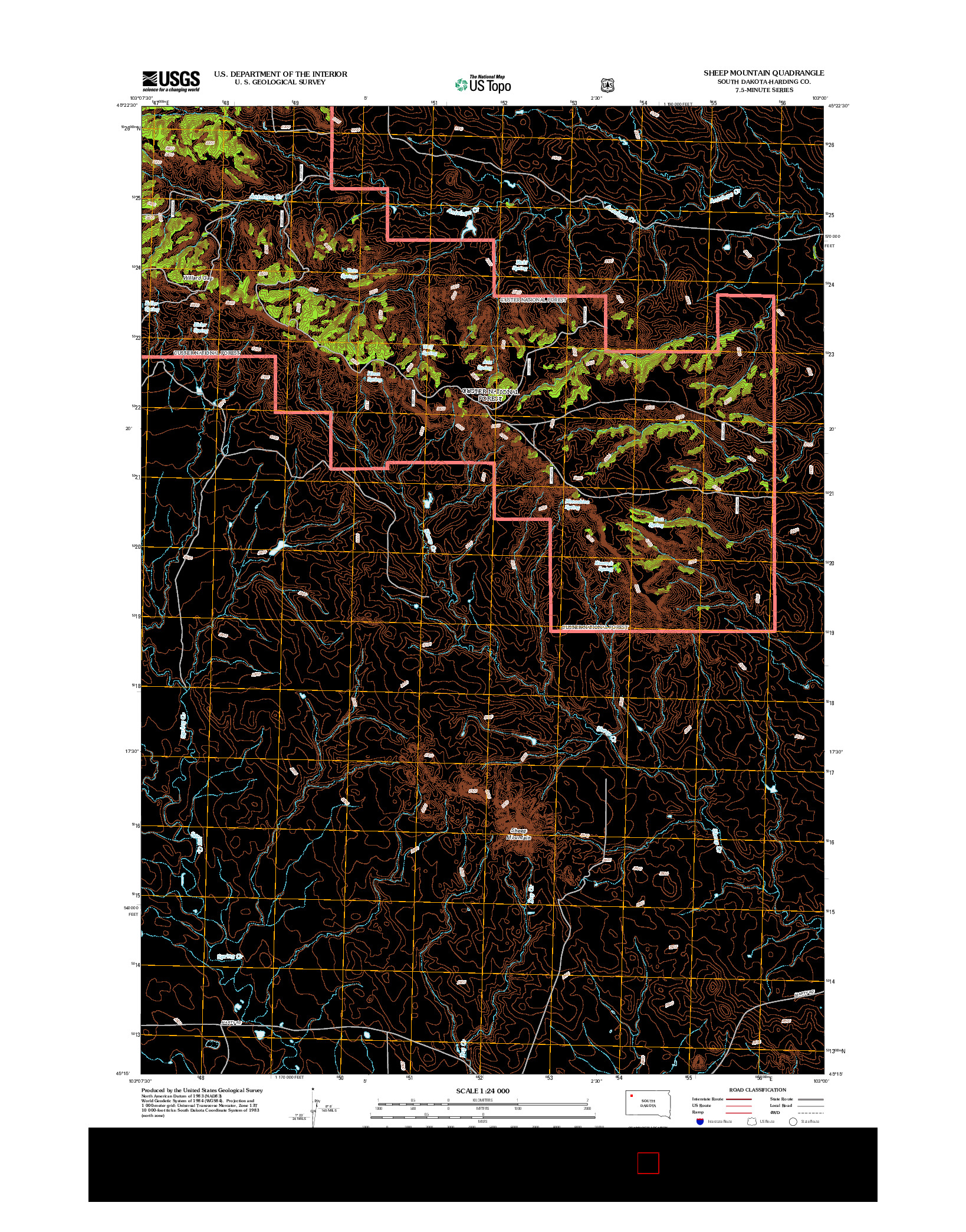 USGS US TOPO 7.5-MINUTE MAP FOR SHEEP MOUNTAIN, SD 2012