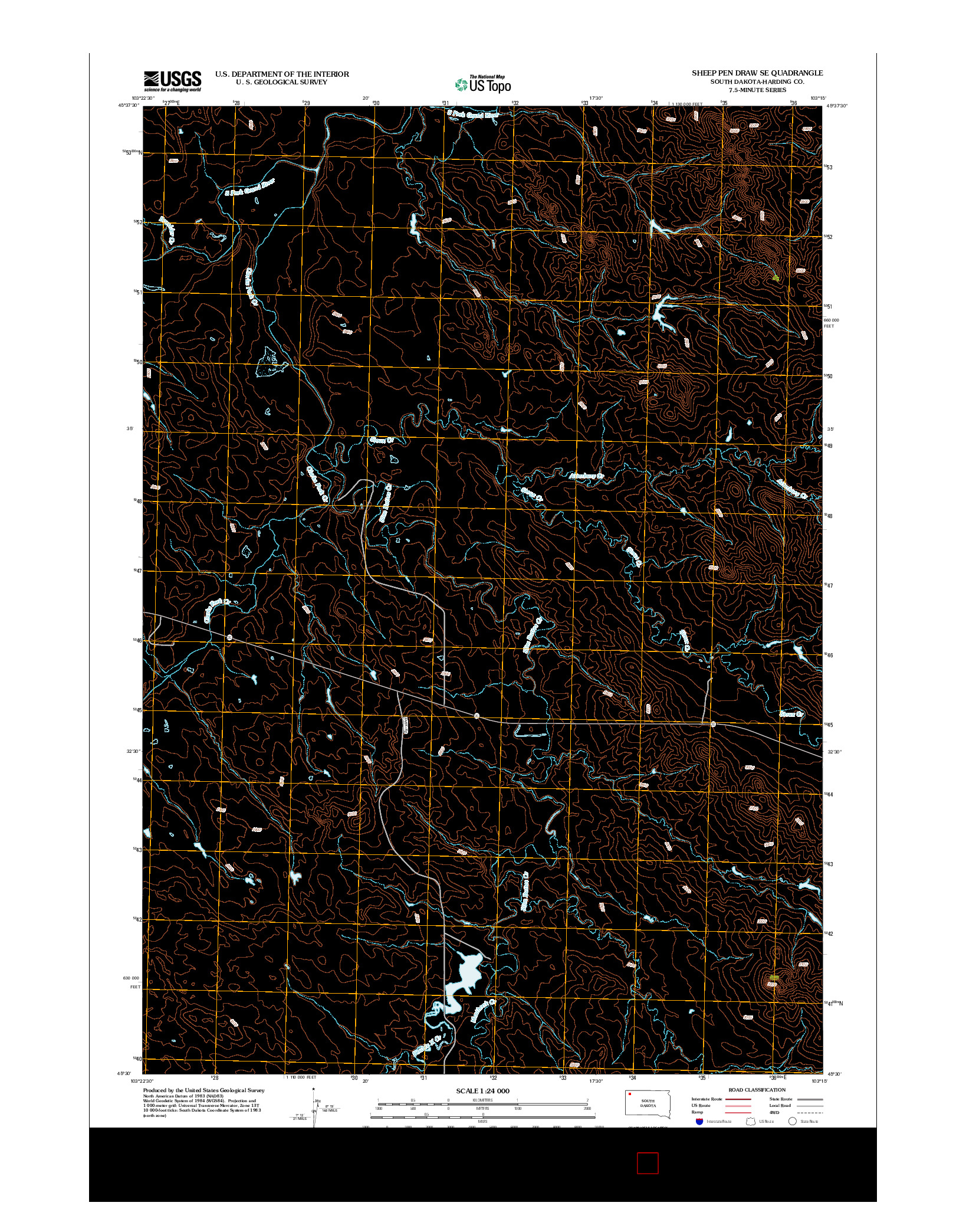 USGS US TOPO 7.5-MINUTE MAP FOR SHEEP PEN DRAW SE, SD 2012