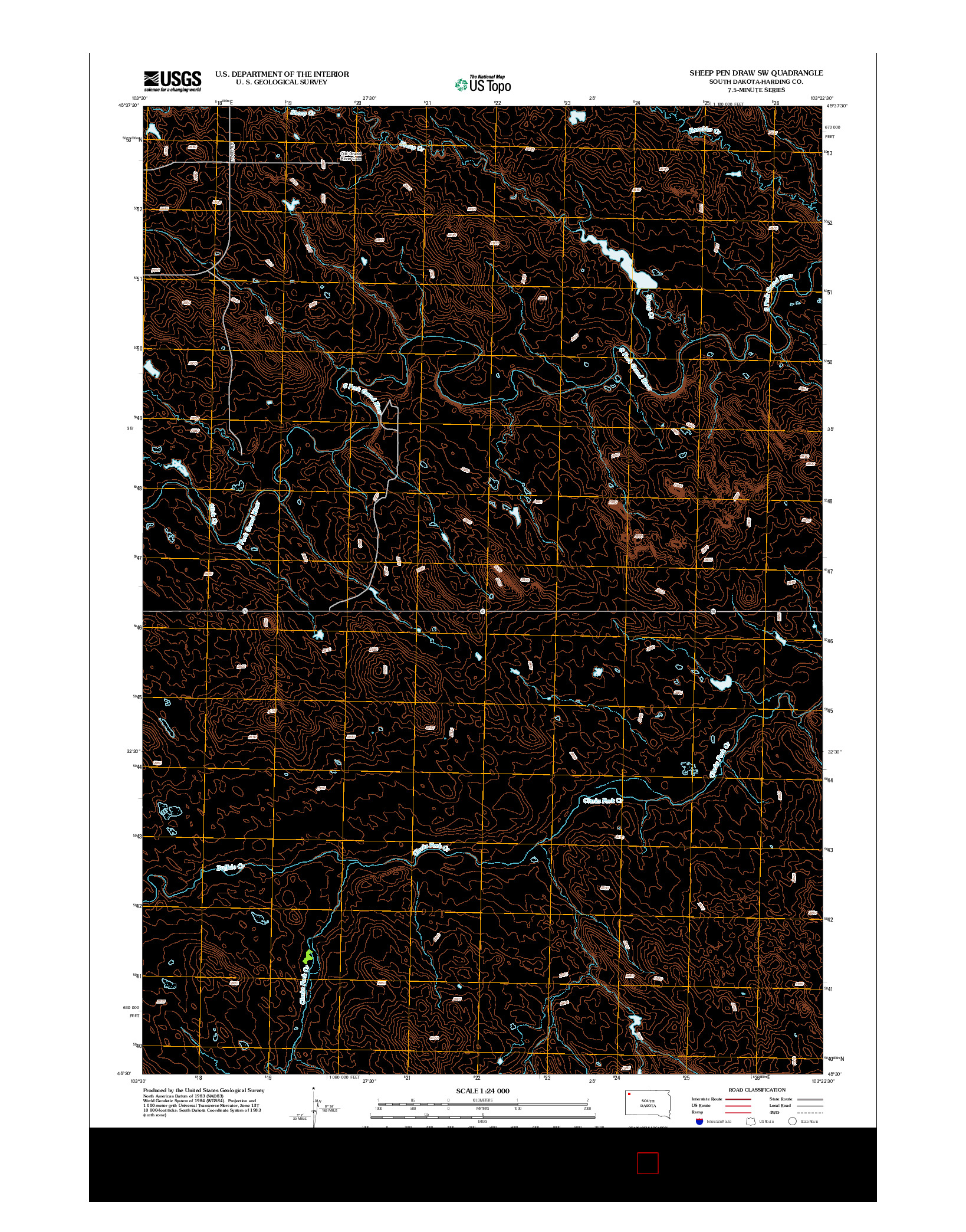 USGS US TOPO 7.5-MINUTE MAP FOR SHEEP PEN DRAW SW, SD 2012