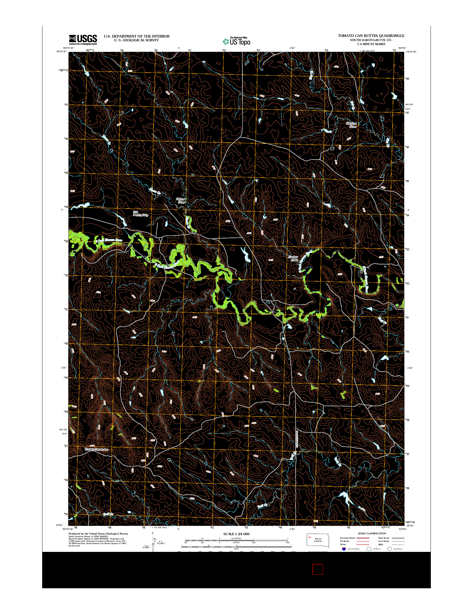USGS US TOPO 7.5-MINUTE MAP FOR TOMATO CAN BUTTES, SD 2012