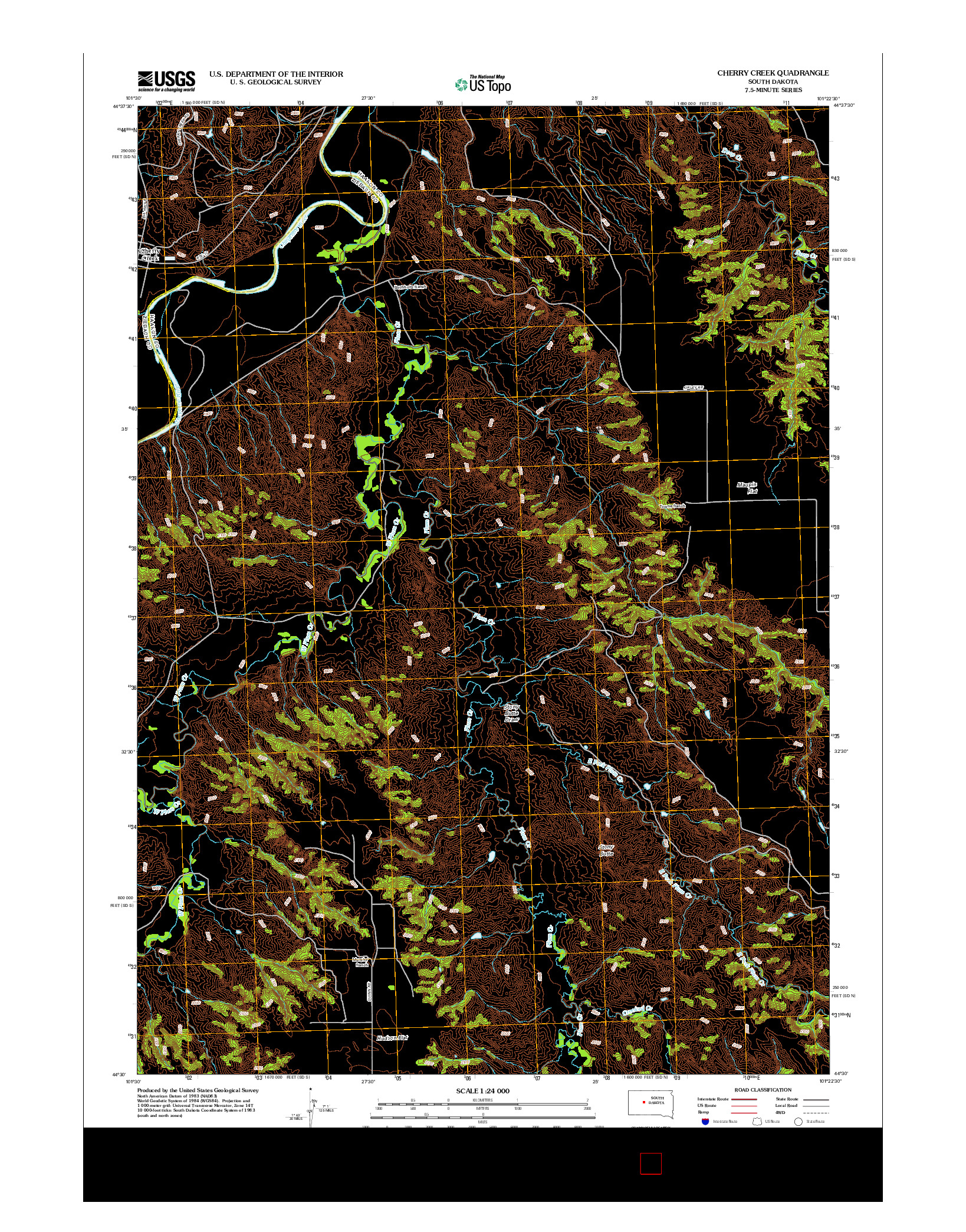 USGS US TOPO 7.5-MINUTE MAP FOR CHERRY CREEK, SD 2012