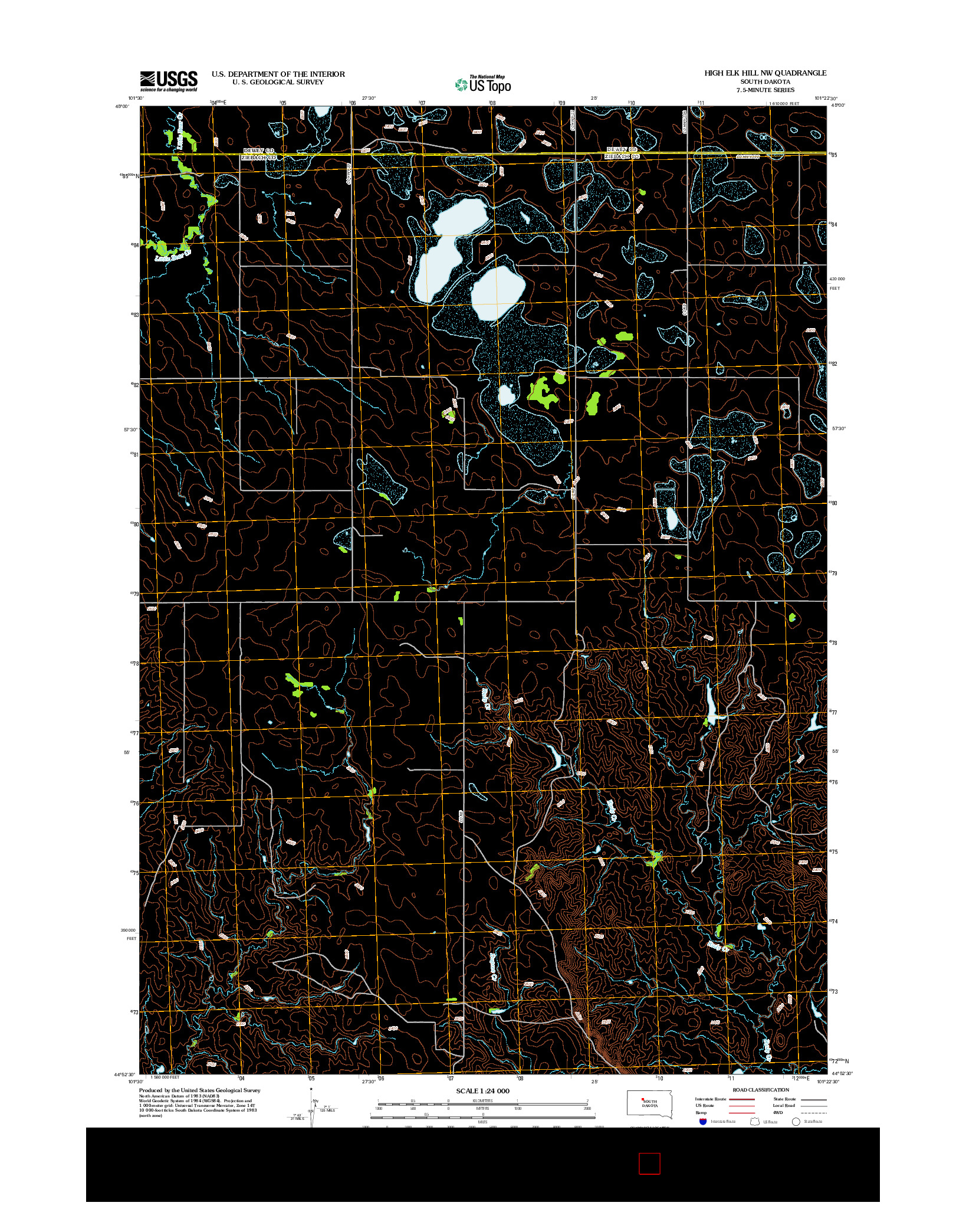 USGS US TOPO 7.5-MINUTE MAP FOR HIGH ELK HILL NW, SD 2012
