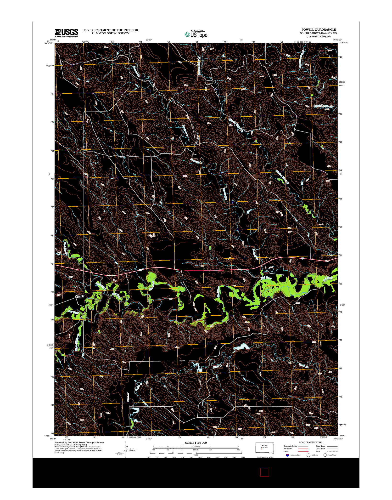 USGS US TOPO 7.5-MINUTE MAP FOR POWELL, SD 2012