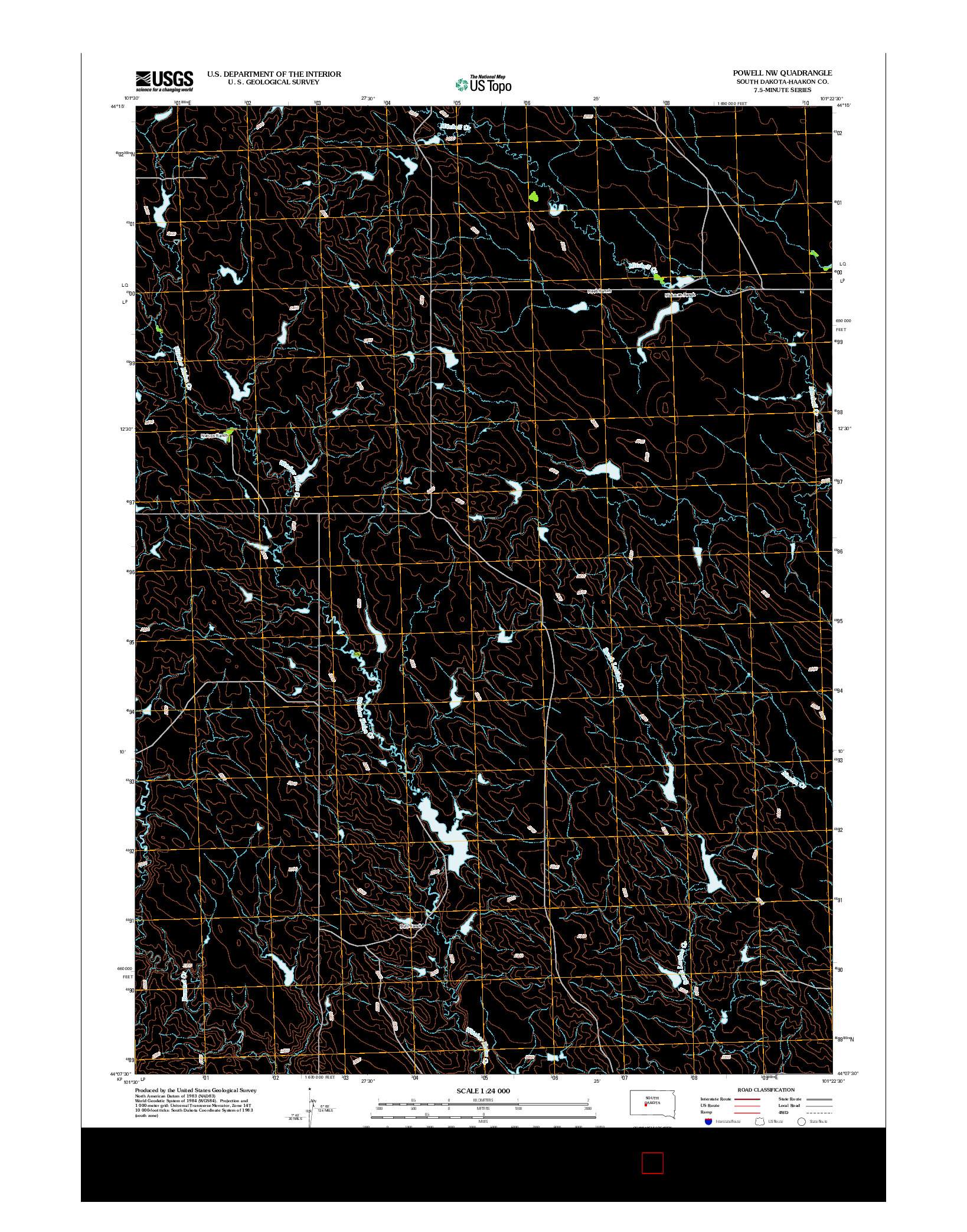 USGS US TOPO 7.5-MINUTE MAP FOR POWELL NW, SD 2012