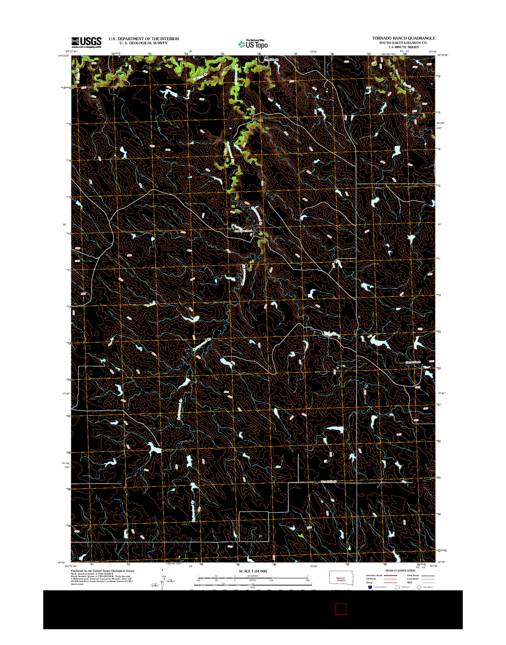 USGS US TOPO 7.5-MINUTE MAP FOR TORNADO RANCH, SD 2012