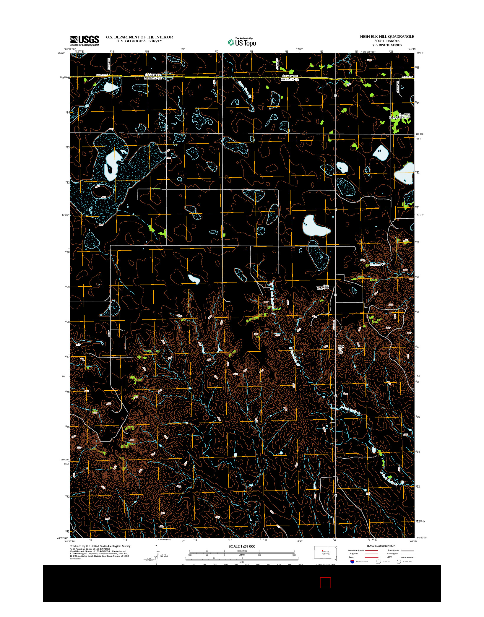 USGS US TOPO 7.5-MINUTE MAP FOR HIGH ELK HILL, SD 2012