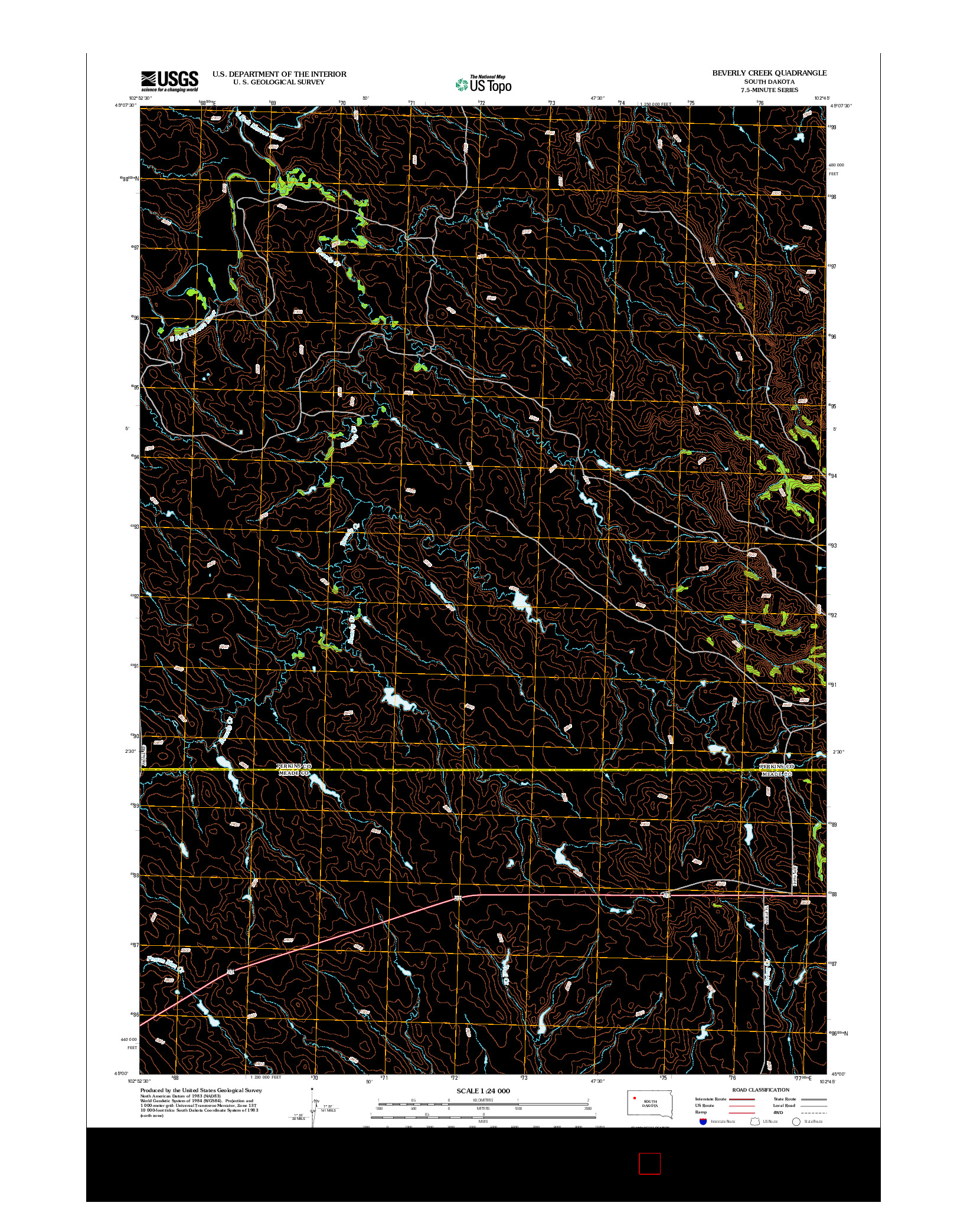 USGS US TOPO 7.5-MINUTE MAP FOR BEVERLY CREEK, SD 2012