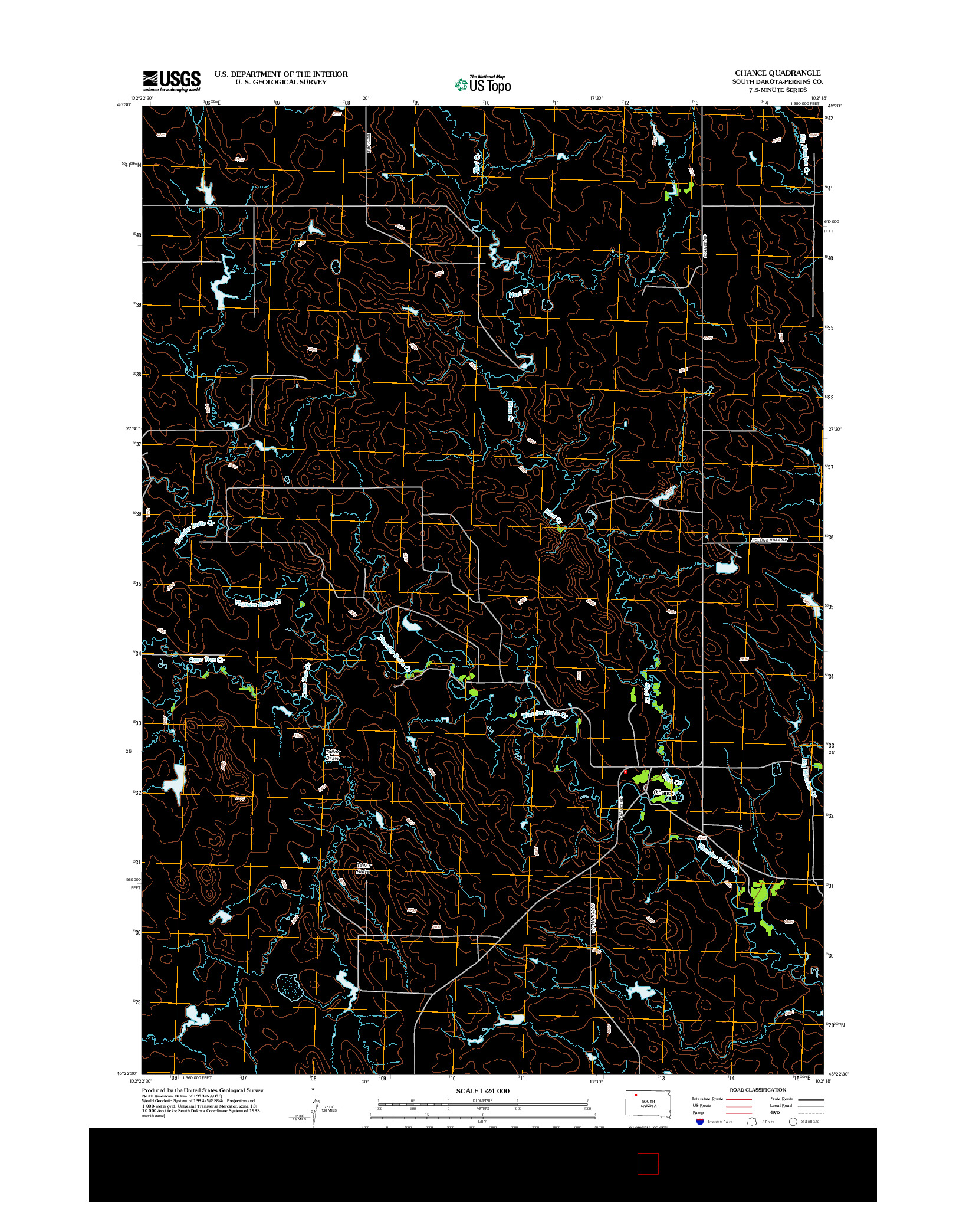 USGS US TOPO 7.5-MINUTE MAP FOR CHANCE, SD 2012