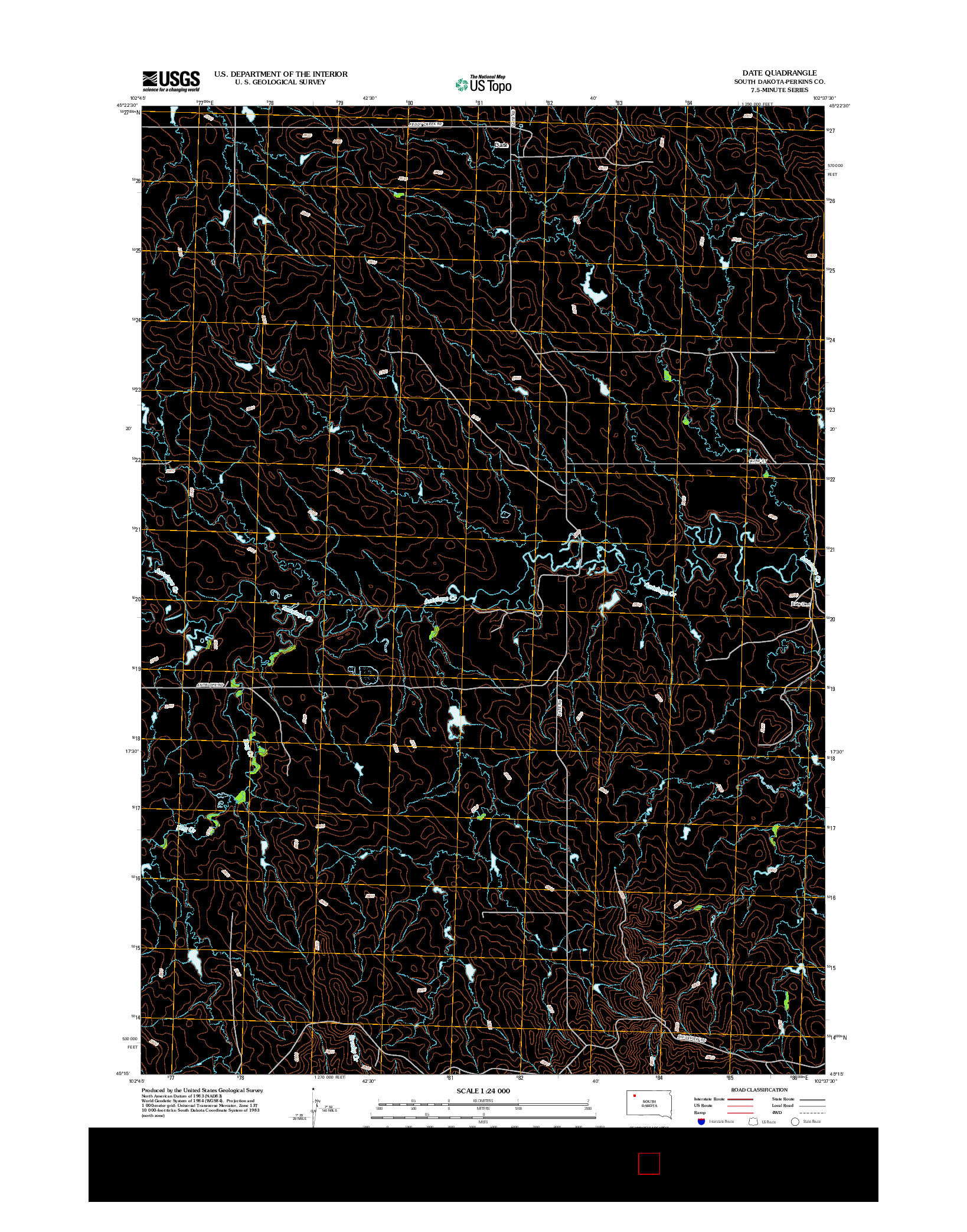 USGS US TOPO 7.5-MINUTE MAP FOR DATE, SD 2012