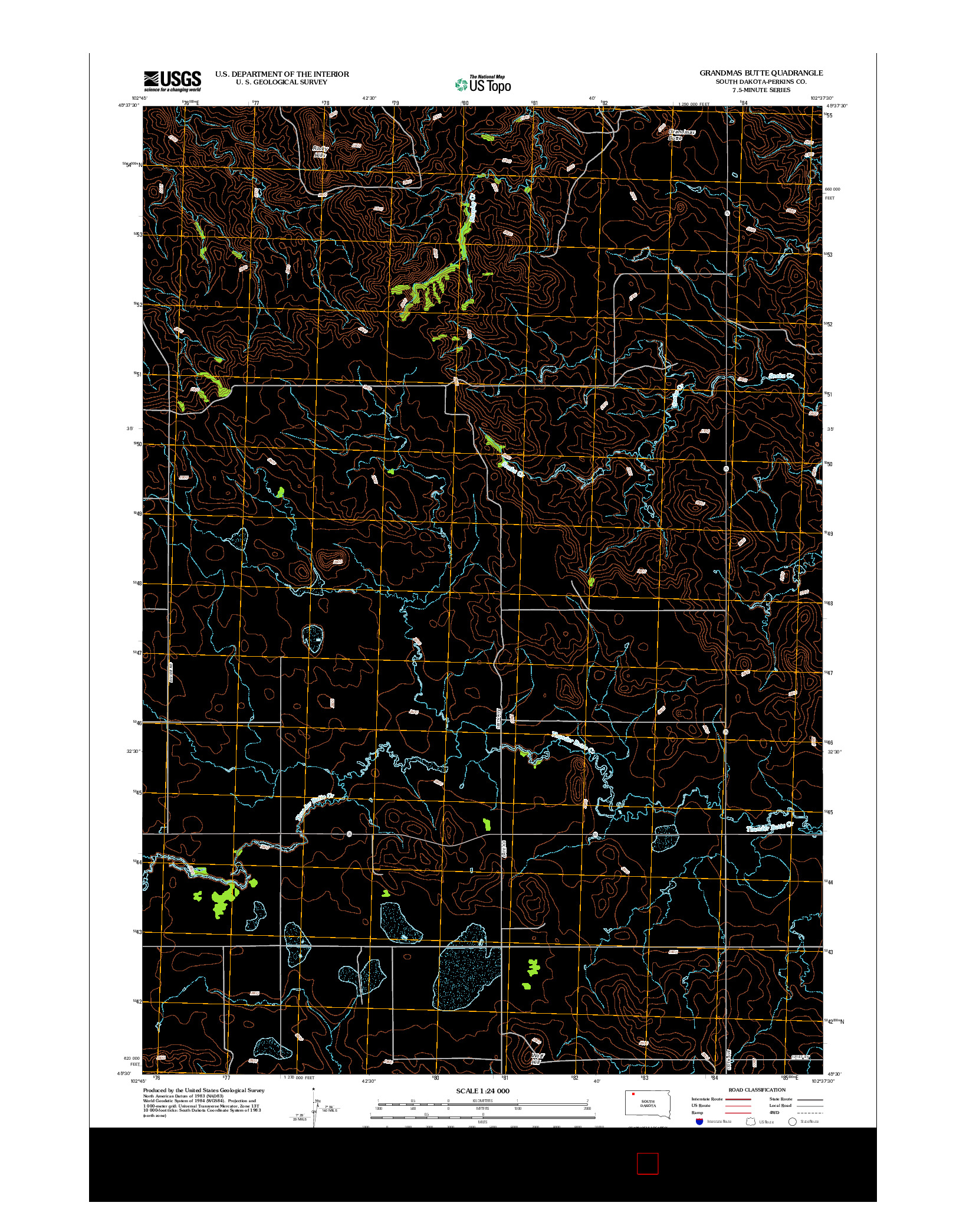 USGS US TOPO 7.5-MINUTE MAP FOR GRANDMAS BUTTE, SD 2012