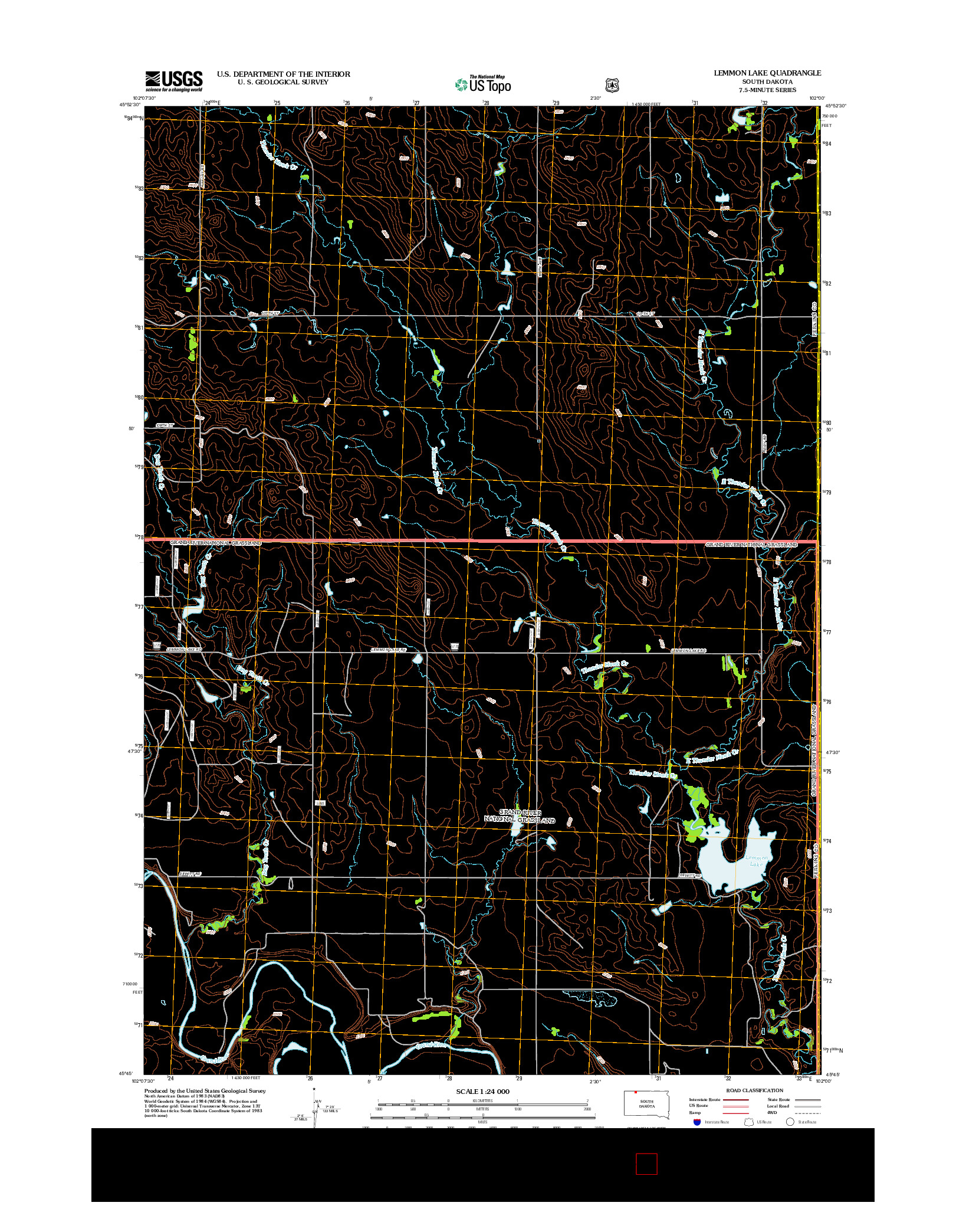 USGS US TOPO 7.5-MINUTE MAP FOR LEMMON LAKE, SD 2012
