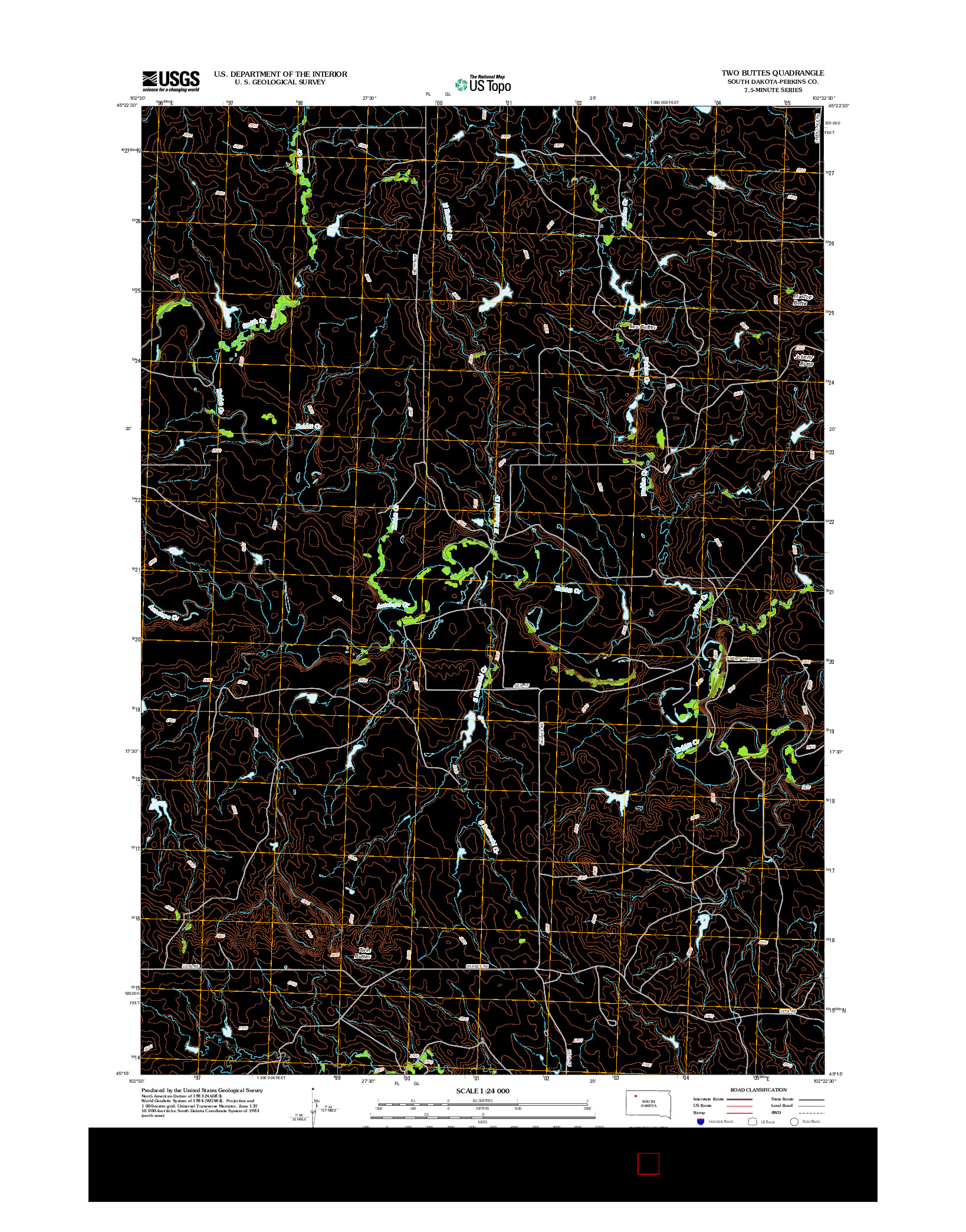 USGS US TOPO 7.5-MINUTE MAP FOR TWO BUTTES, SD 2012