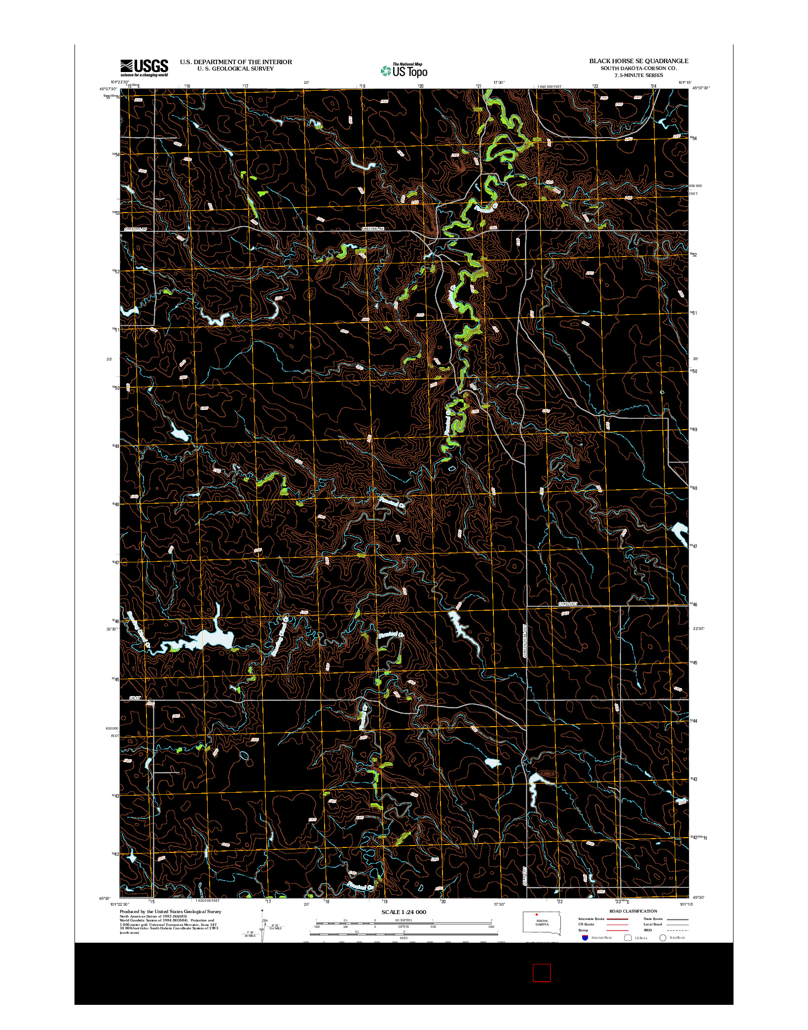 USGS US TOPO 7.5-MINUTE MAP FOR BLACK HORSE SE, SD 2012