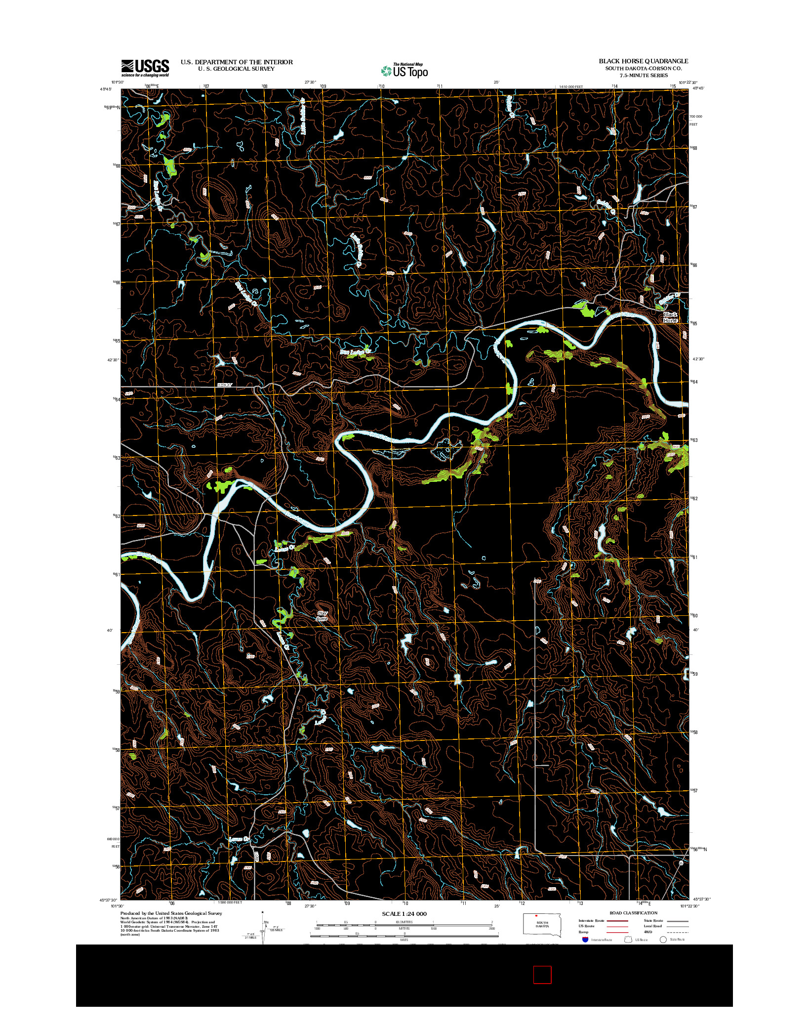 USGS US TOPO 7.5-MINUTE MAP FOR BLACK HORSE, SD 2012