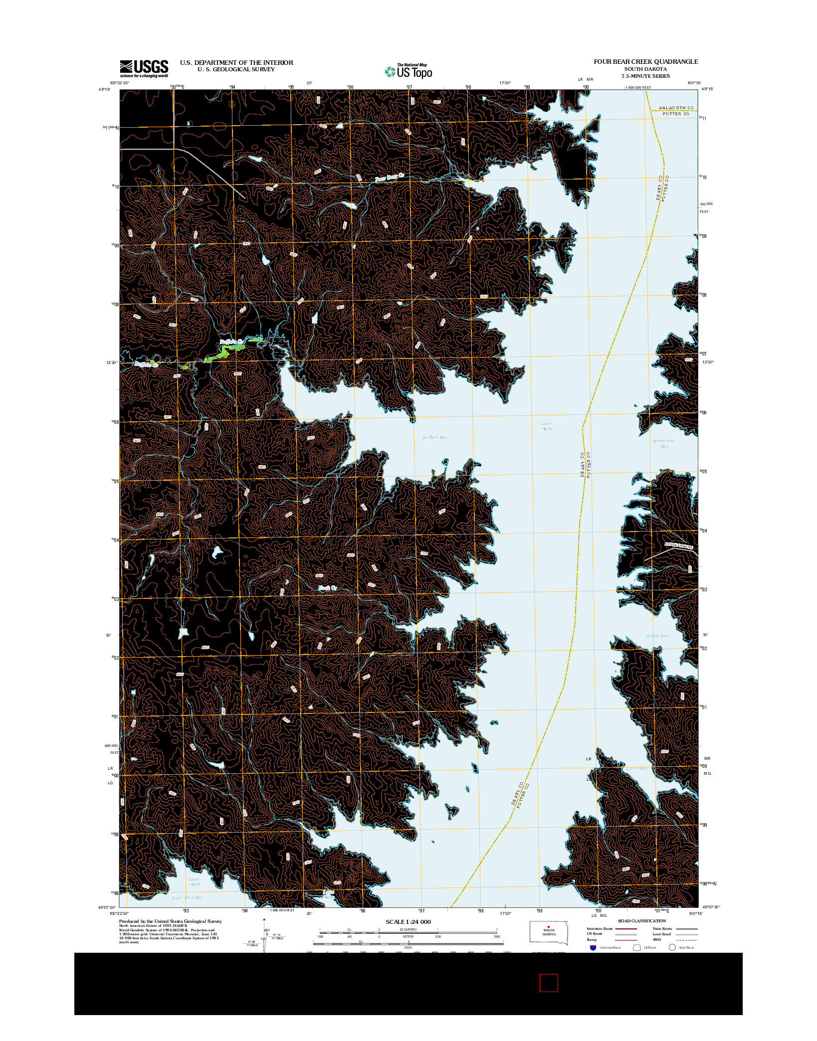 USGS US TOPO 7.5-MINUTE MAP FOR FOUR BEAR CREEK, SD 2012
