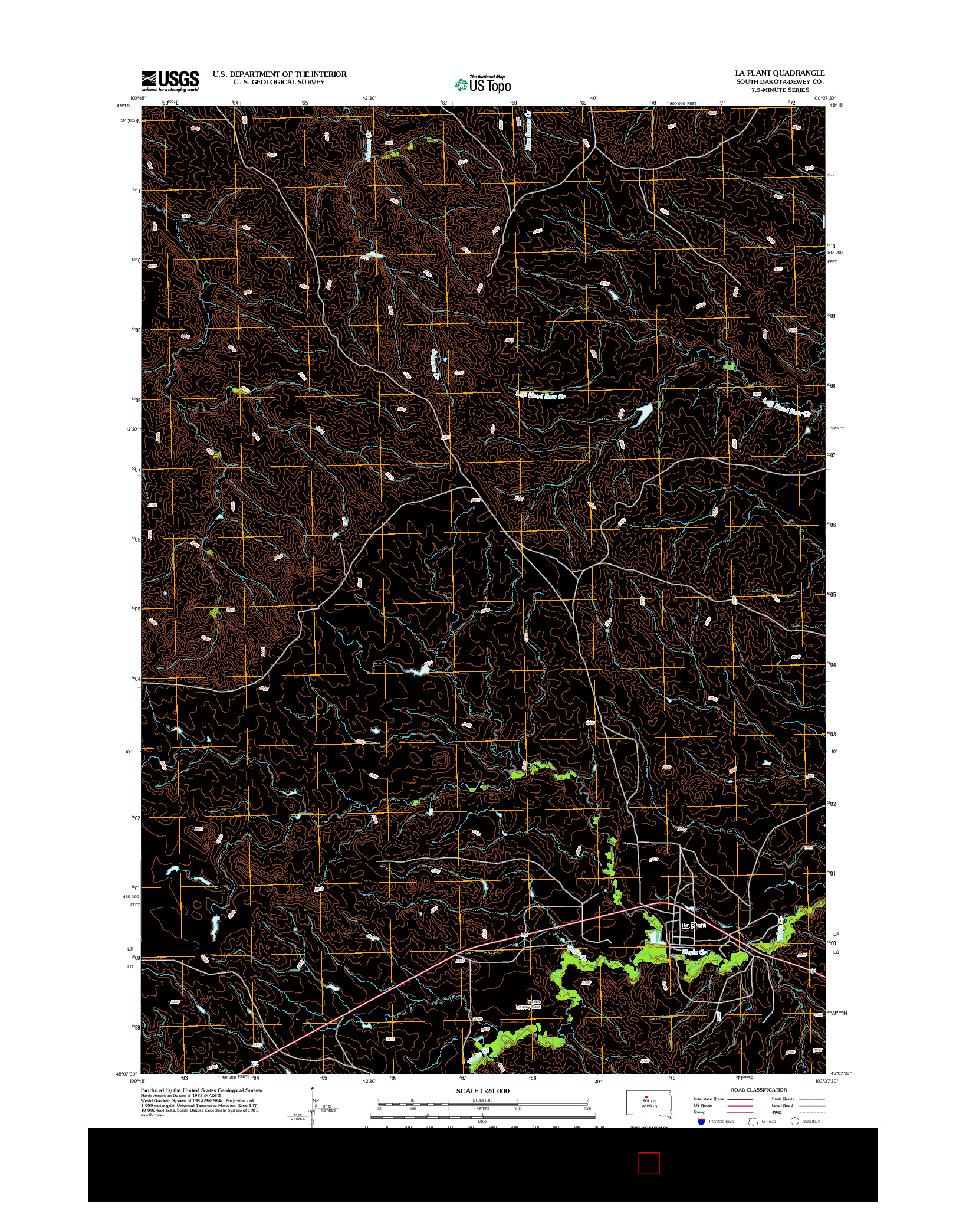 USGS US TOPO 7.5-MINUTE MAP FOR LA PLANT, SD 2012