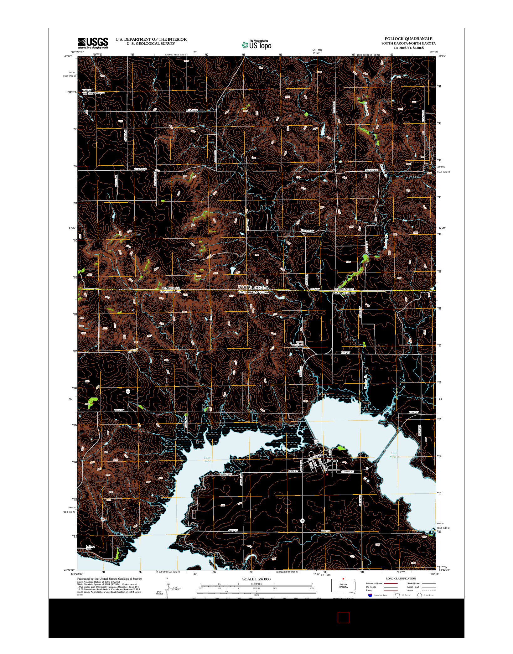 USGS US TOPO 7.5-MINUTE MAP FOR POLLOCK, SD-ND 2012