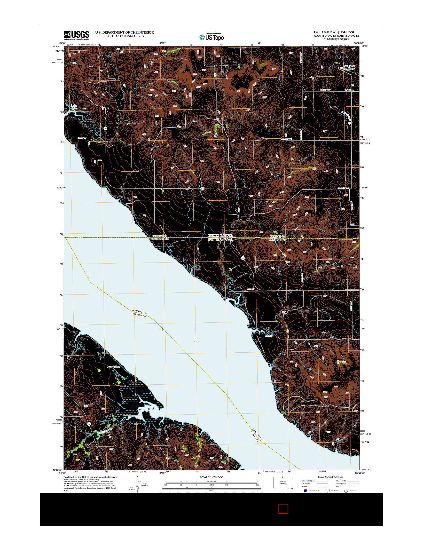 USGS US TOPO 7.5-MINUTE MAP FOR POLLOCK NW, SD-ND 2012