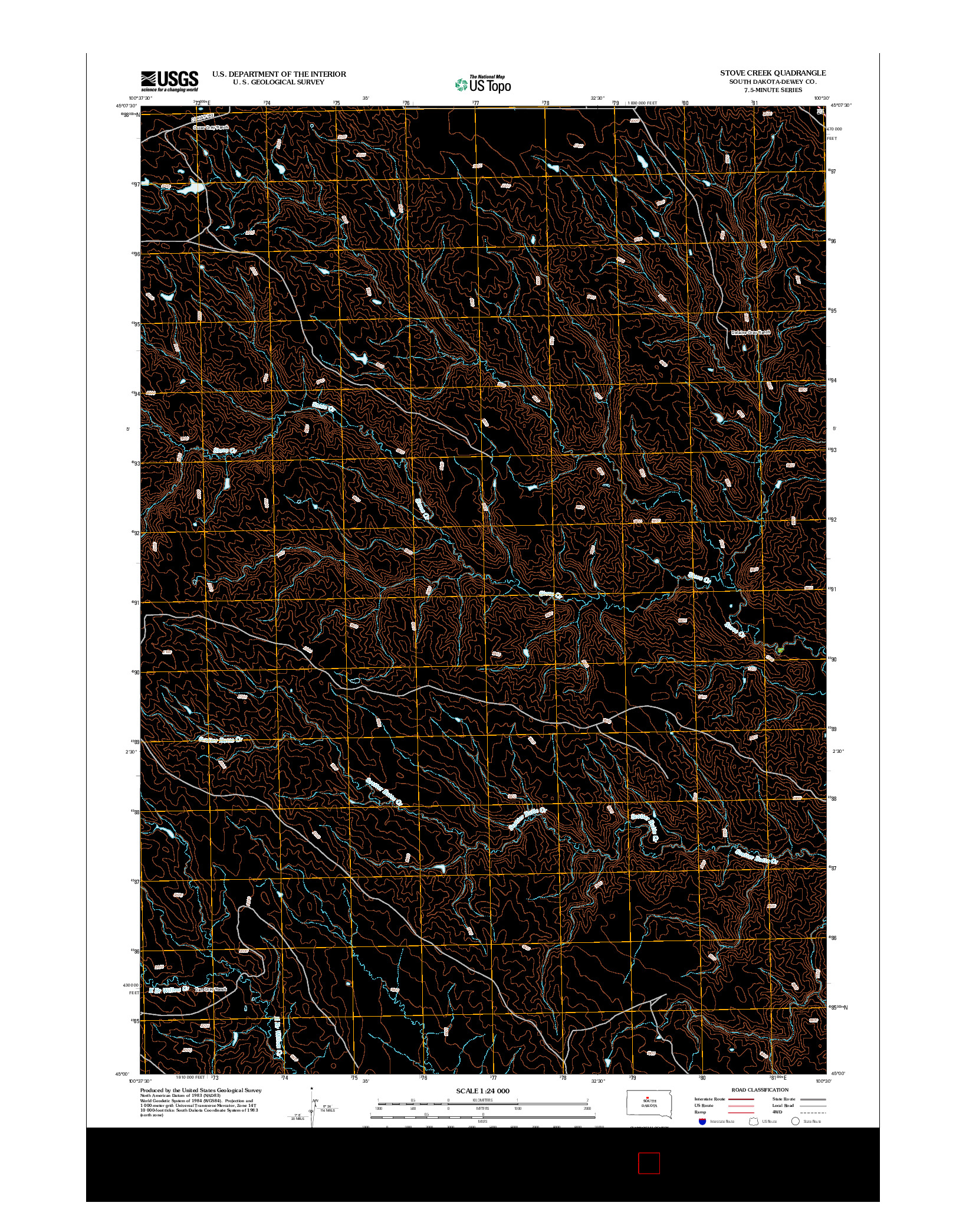 USGS US TOPO 7.5-MINUTE MAP FOR STOVE CREEK, SD 2012