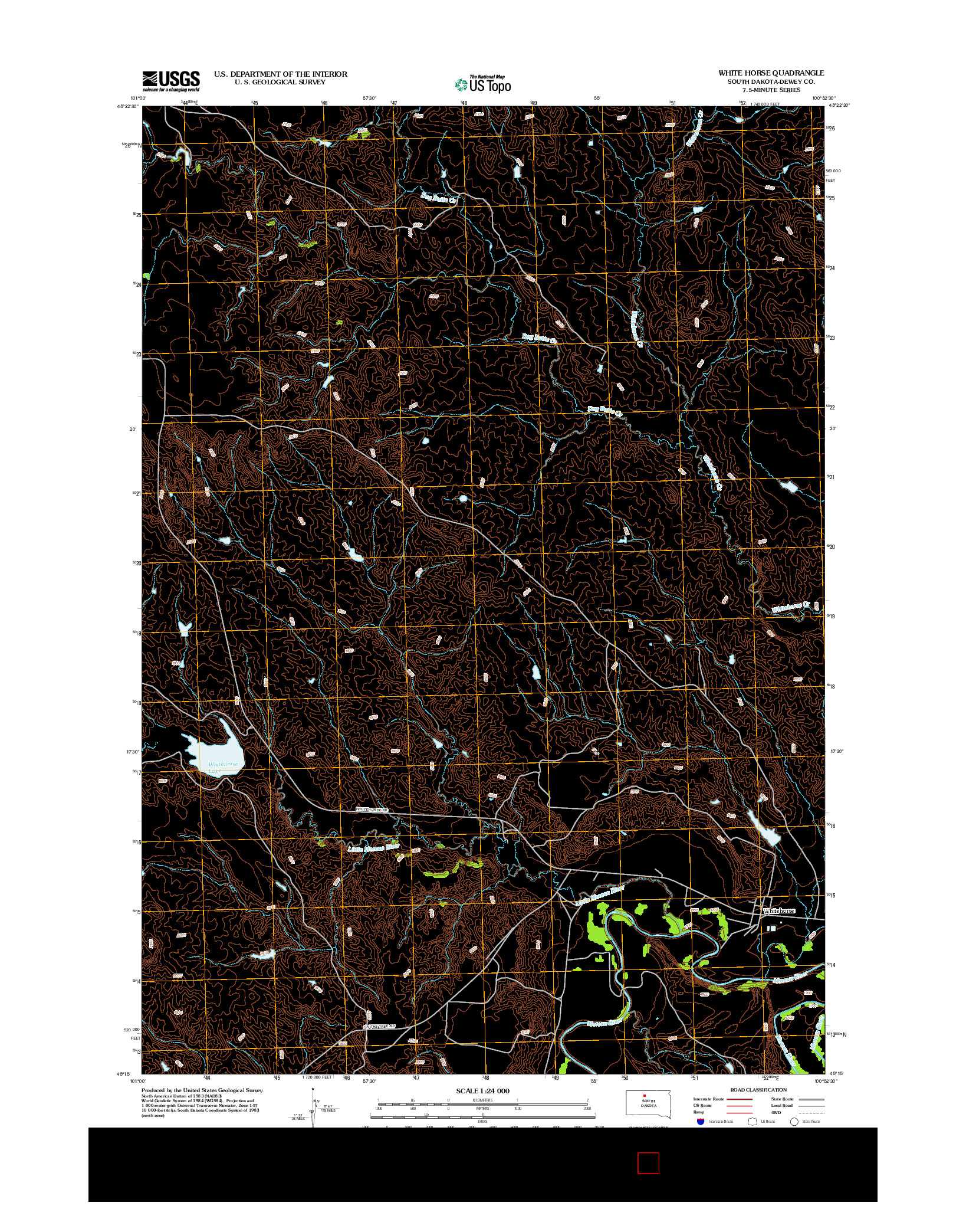 USGS US TOPO 7.5-MINUTE MAP FOR WHITE HORSE, SD 2012