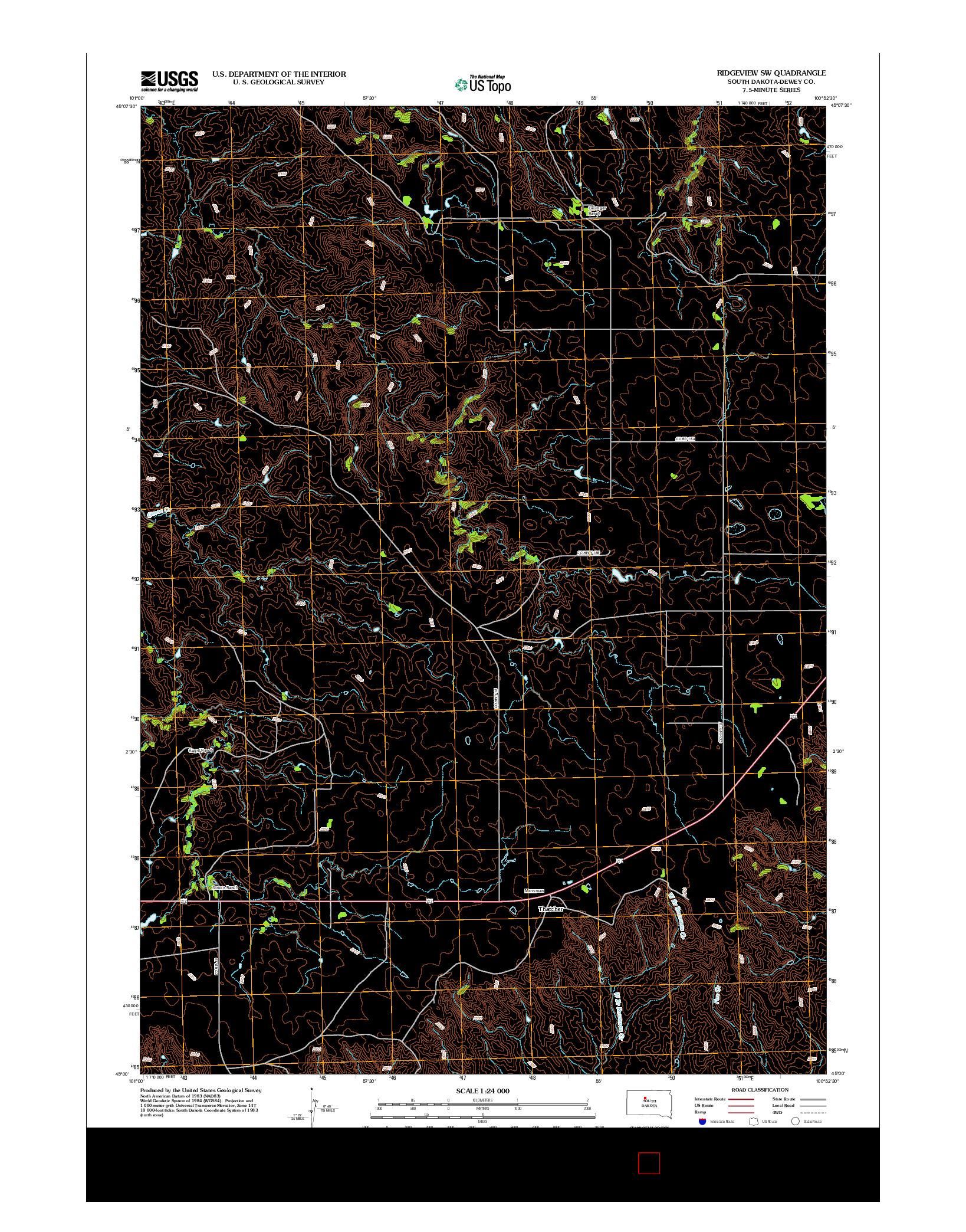 USGS US TOPO 7.5-MINUTE MAP FOR RIDGEVIEW SW, SD 2012