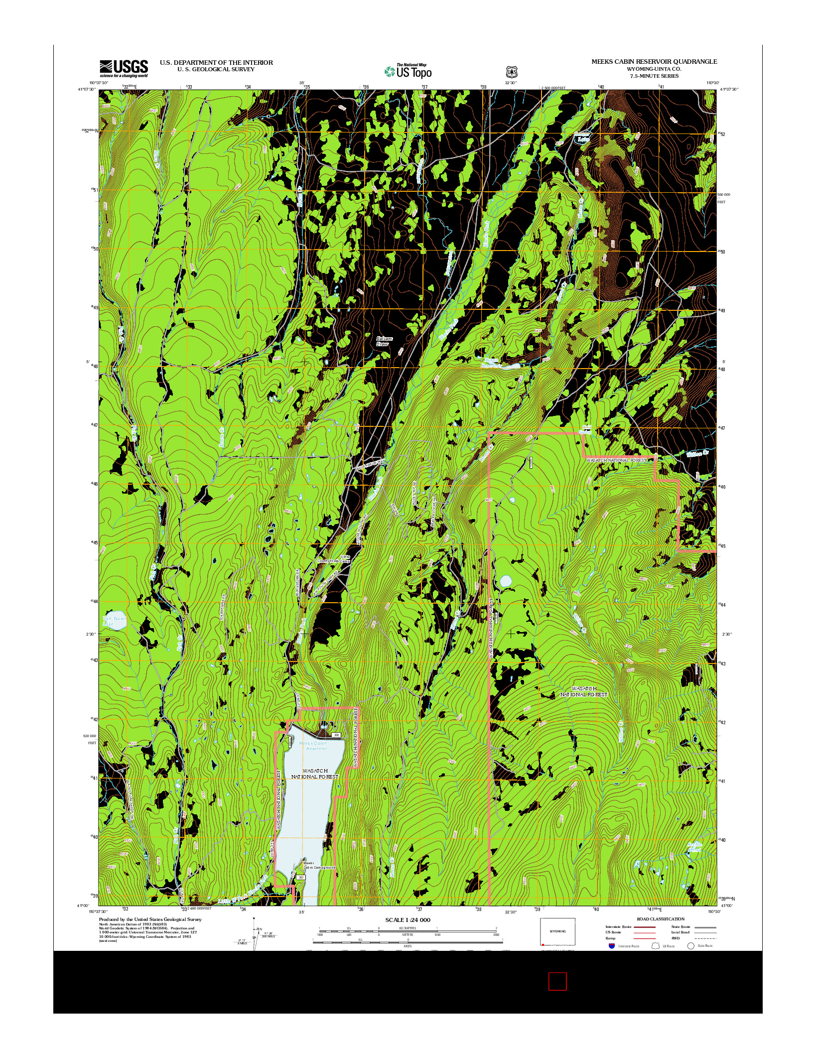 USGS US TOPO 7.5-MINUTE MAP FOR MEEKS CABIN RESERVOIR, WY 2012