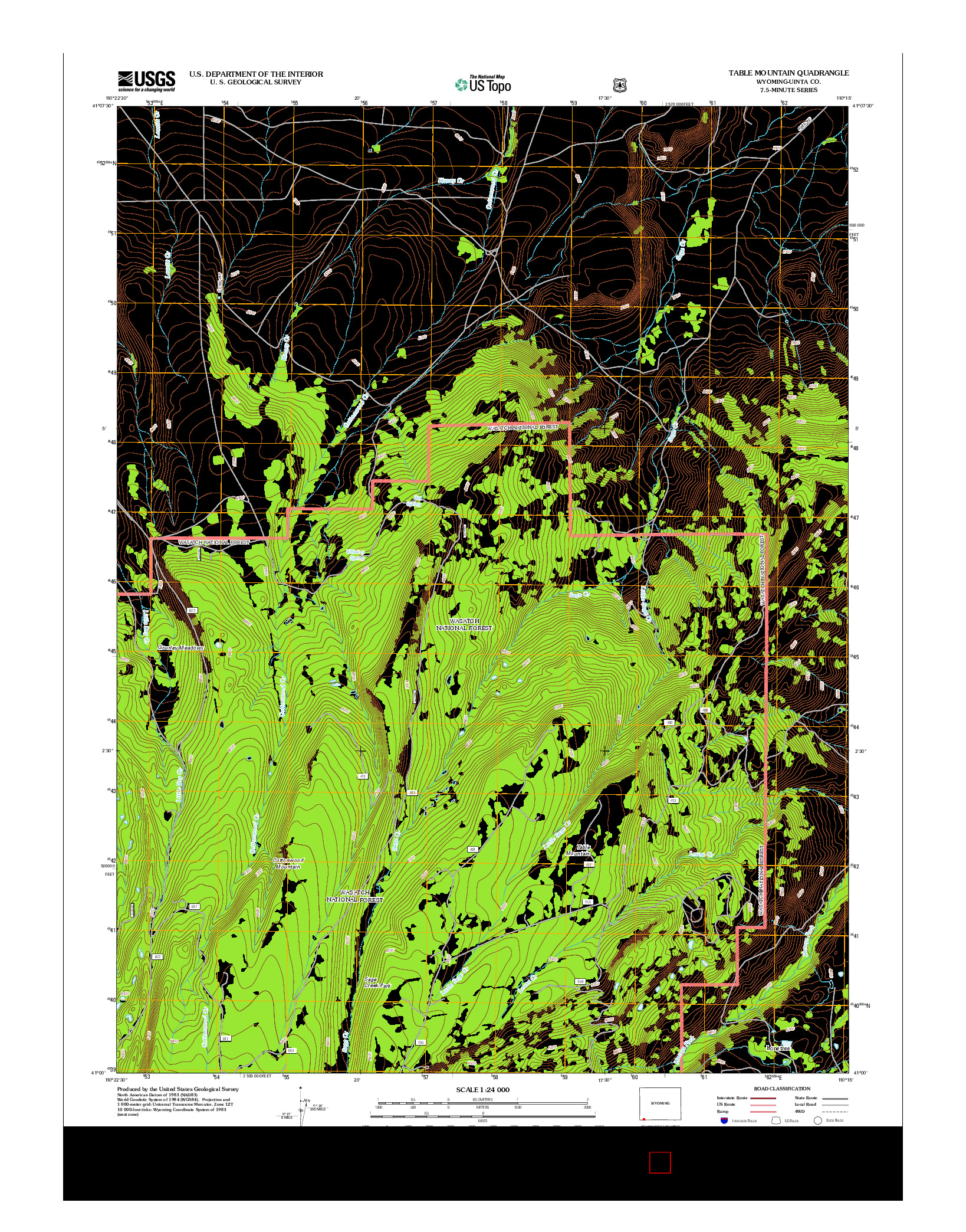 USGS US TOPO 7.5-MINUTE MAP FOR TABLE MOUNTAIN, WY 2012