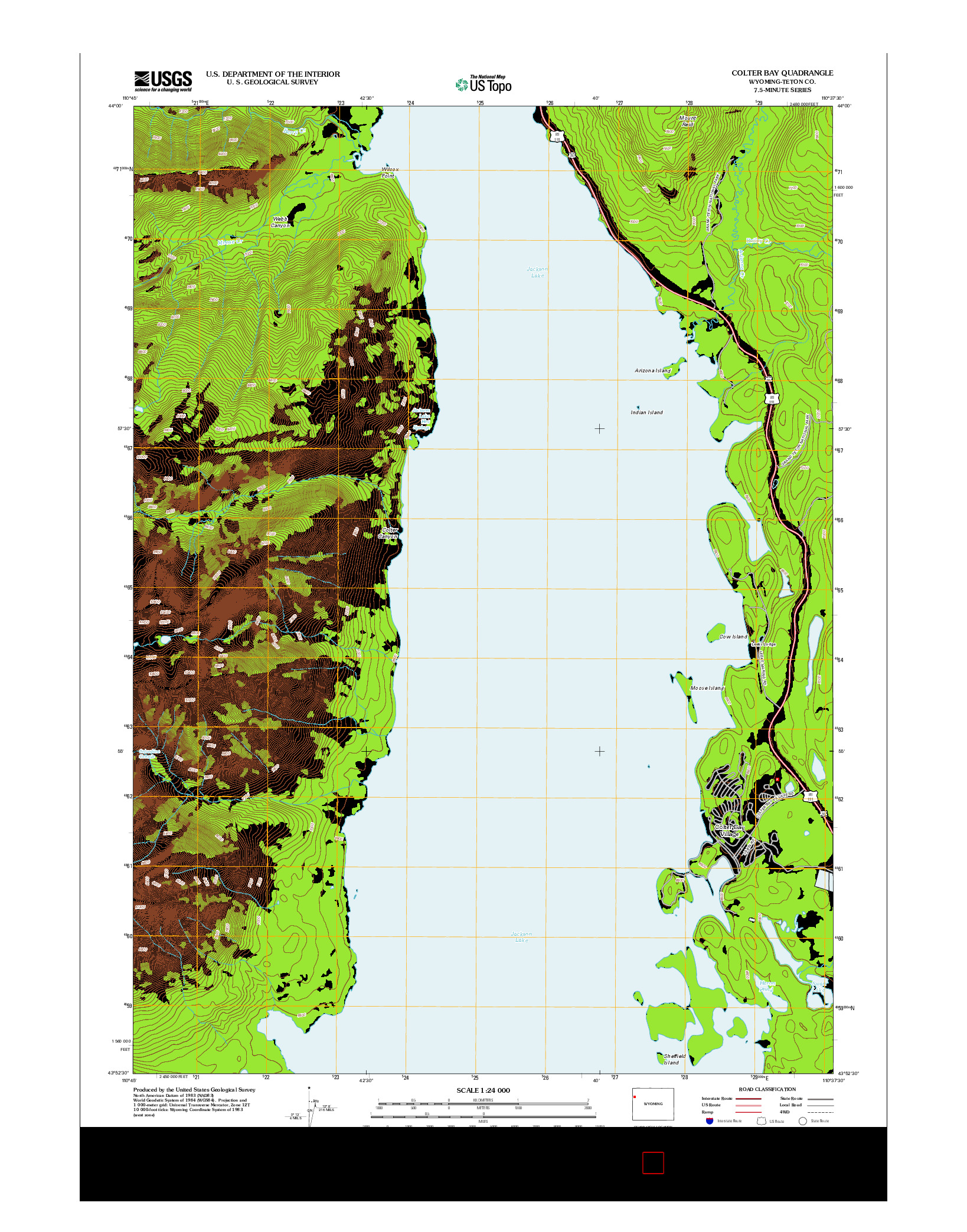 USGS US TOPO 7.5-MINUTE MAP FOR COLTER BAY, WY 2012