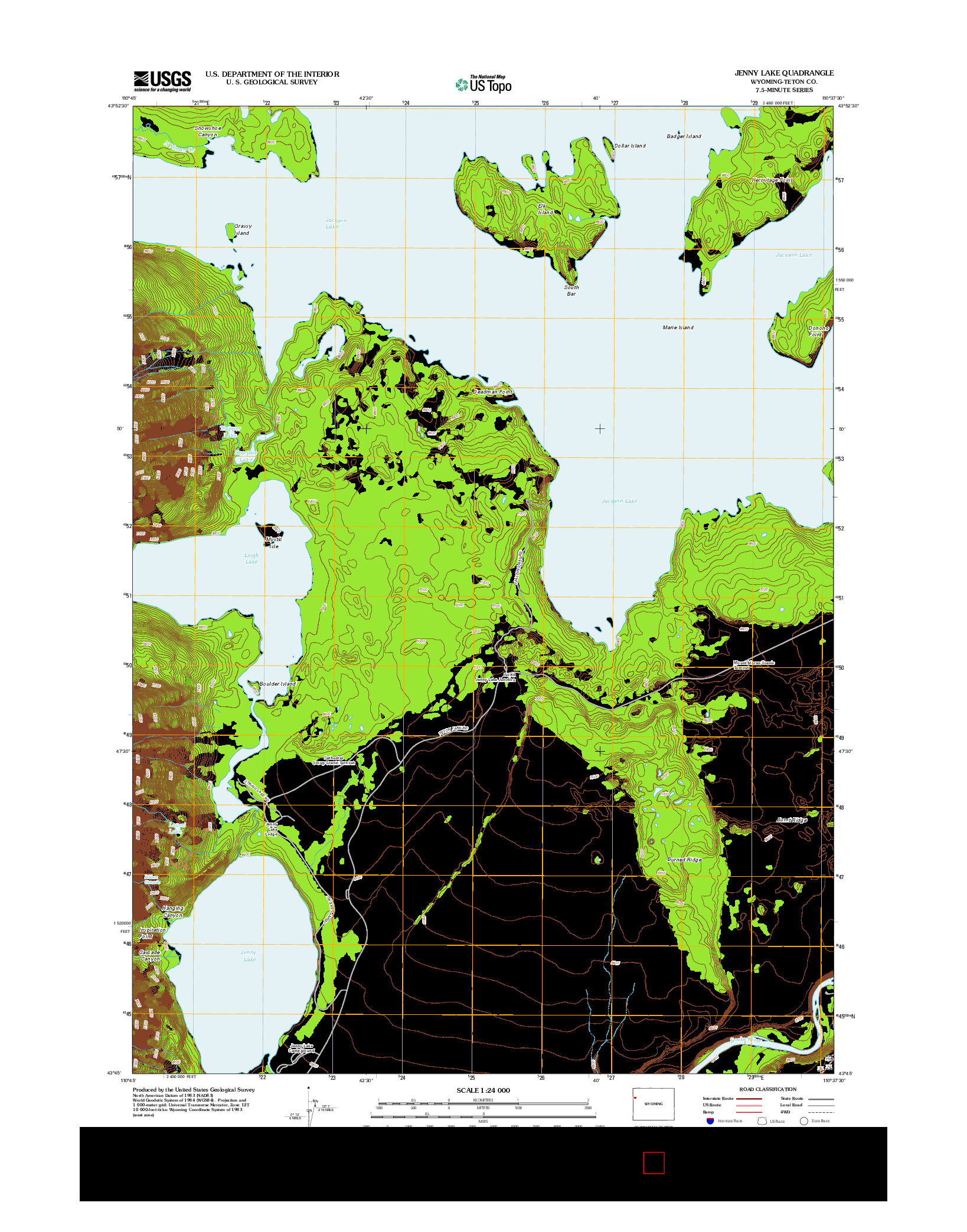 USGS US TOPO 7.5-MINUTE MAP FOR JENNY LAKE, WY 2012