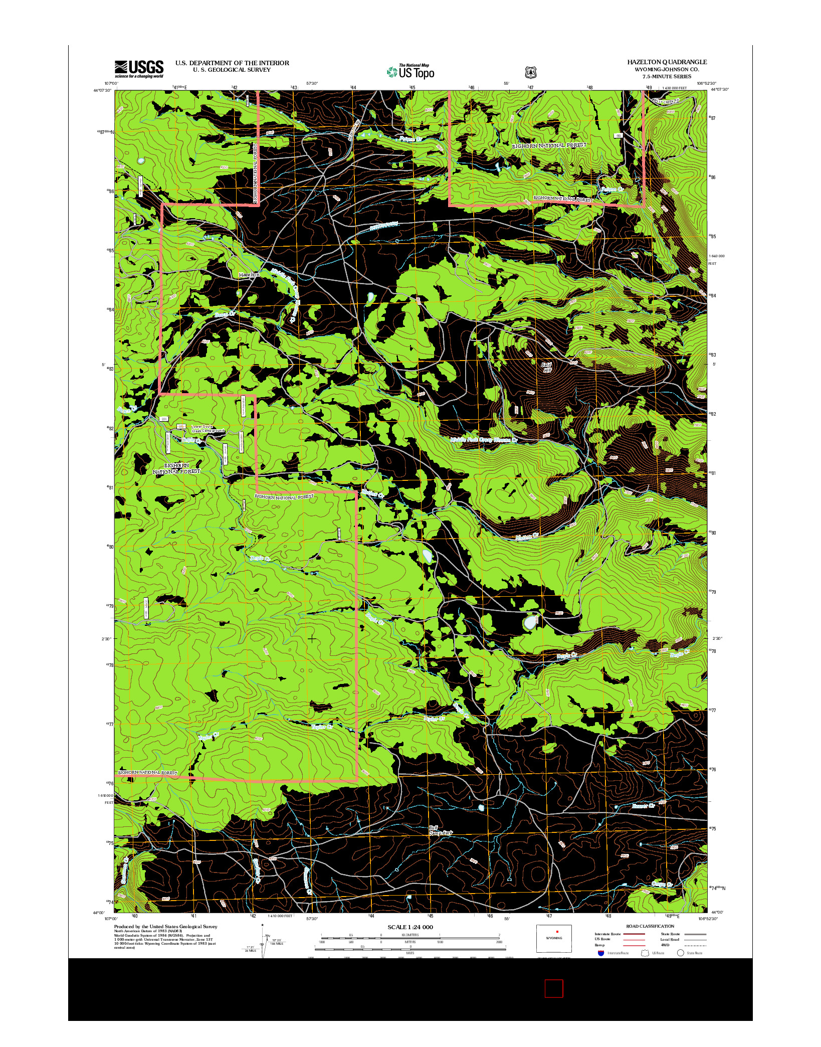 USGS US TOPO 7.5-MINUTE MAP FOR HAZELTON, WY 2012