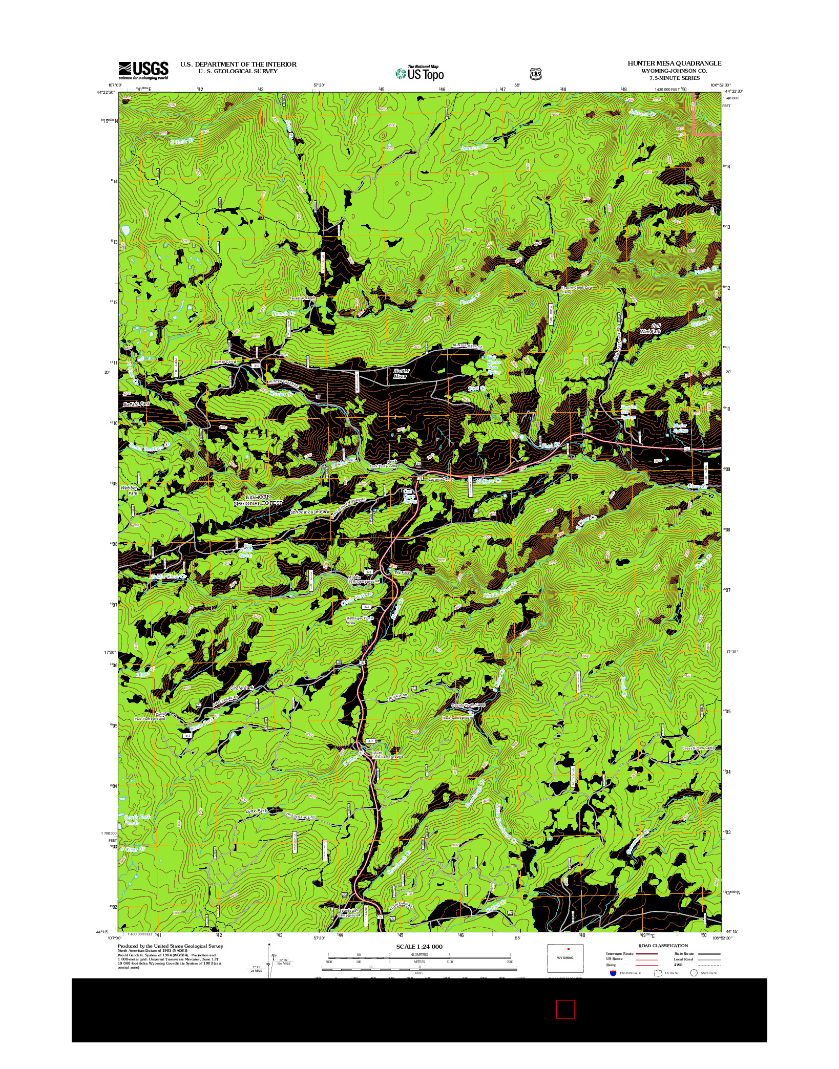 USGS US TOPO 7.5-MINUTE MAP FOR HUNTER MESA, WY 2012