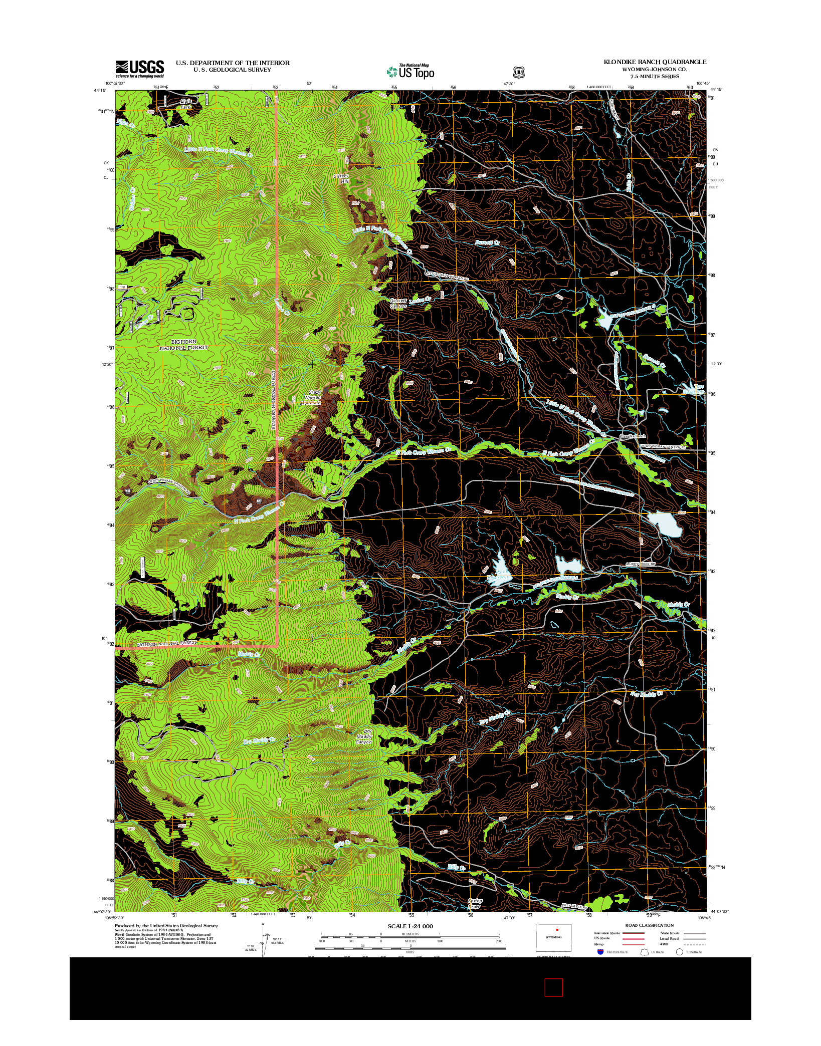 USGS US TOPO 7.5-MINUTE MAP FOR KLONDIKE RANCH, WY 2012