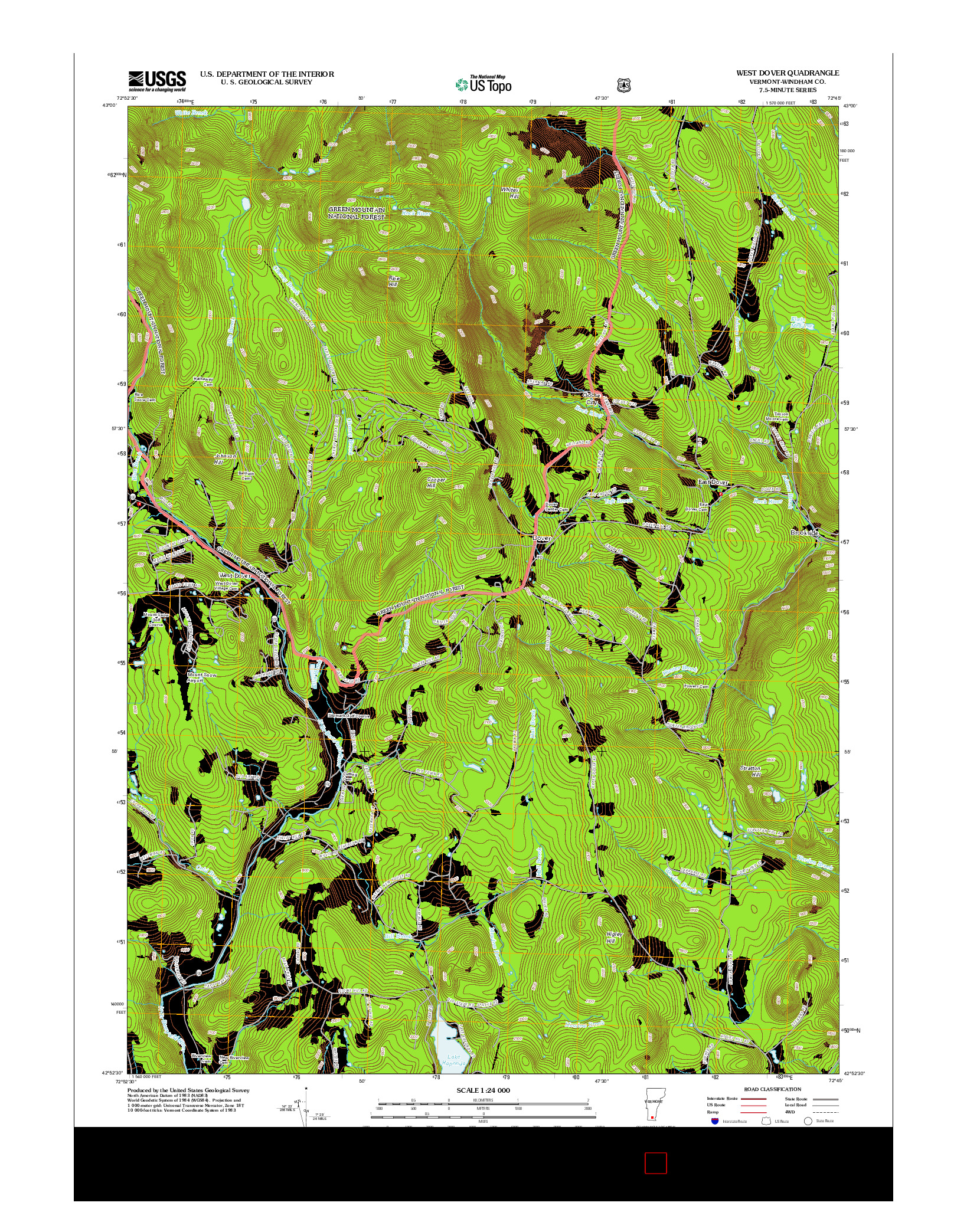 USGS US TOPO 7.5-MINUTE MAP FOR WEST DOVER, VT 2012