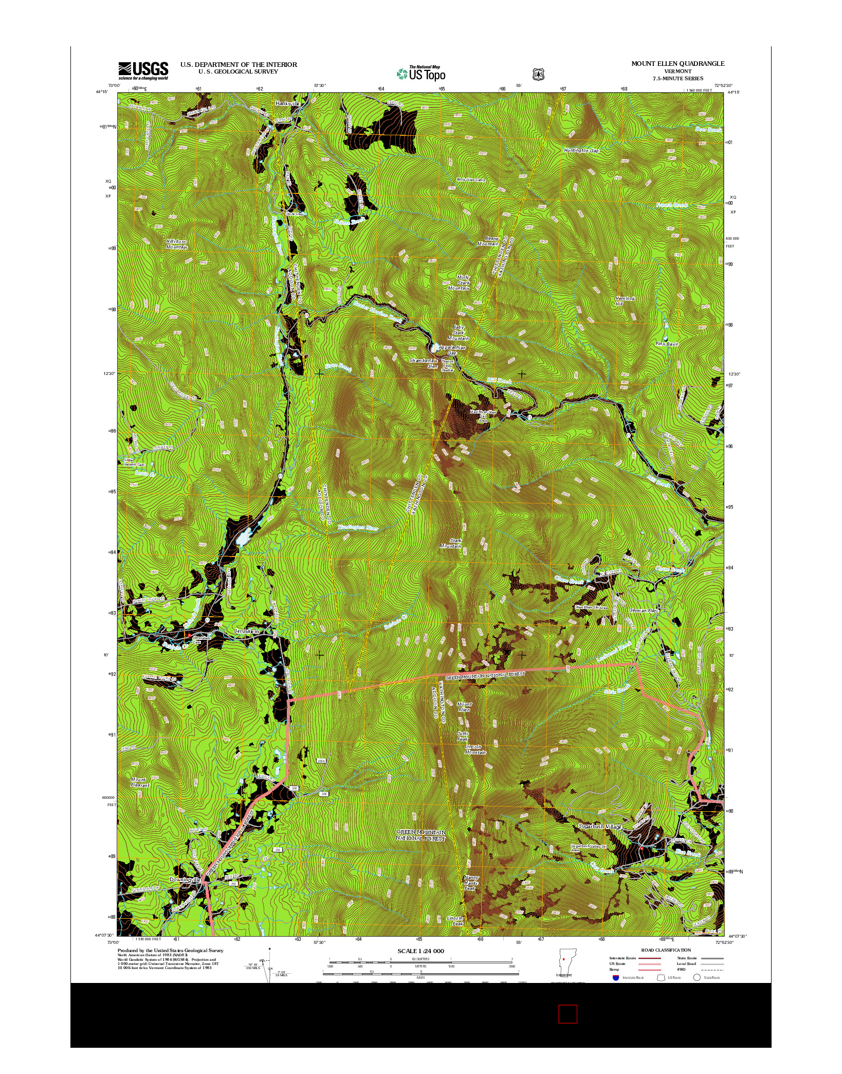 USGS US TOPO 7.5-MINUTE MAP FOR MOUNT ELLEN, VT 2012