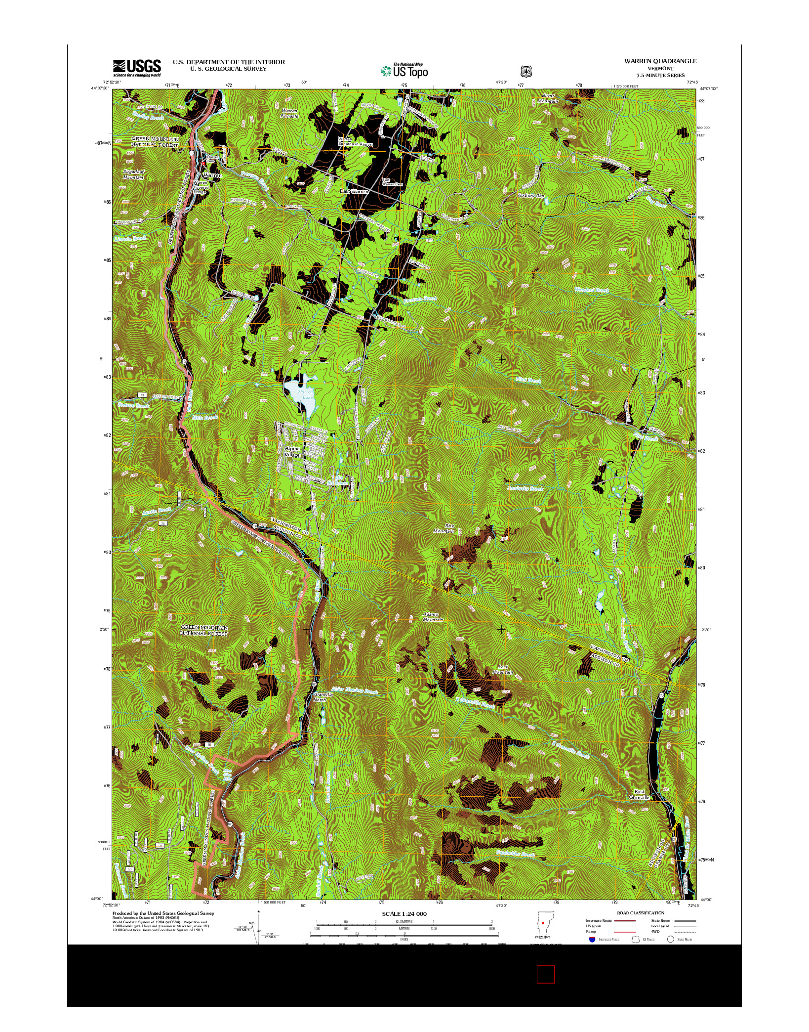 USGS US TOPO 7.5-MINUTE MAP FOR WARREN, VT 2012